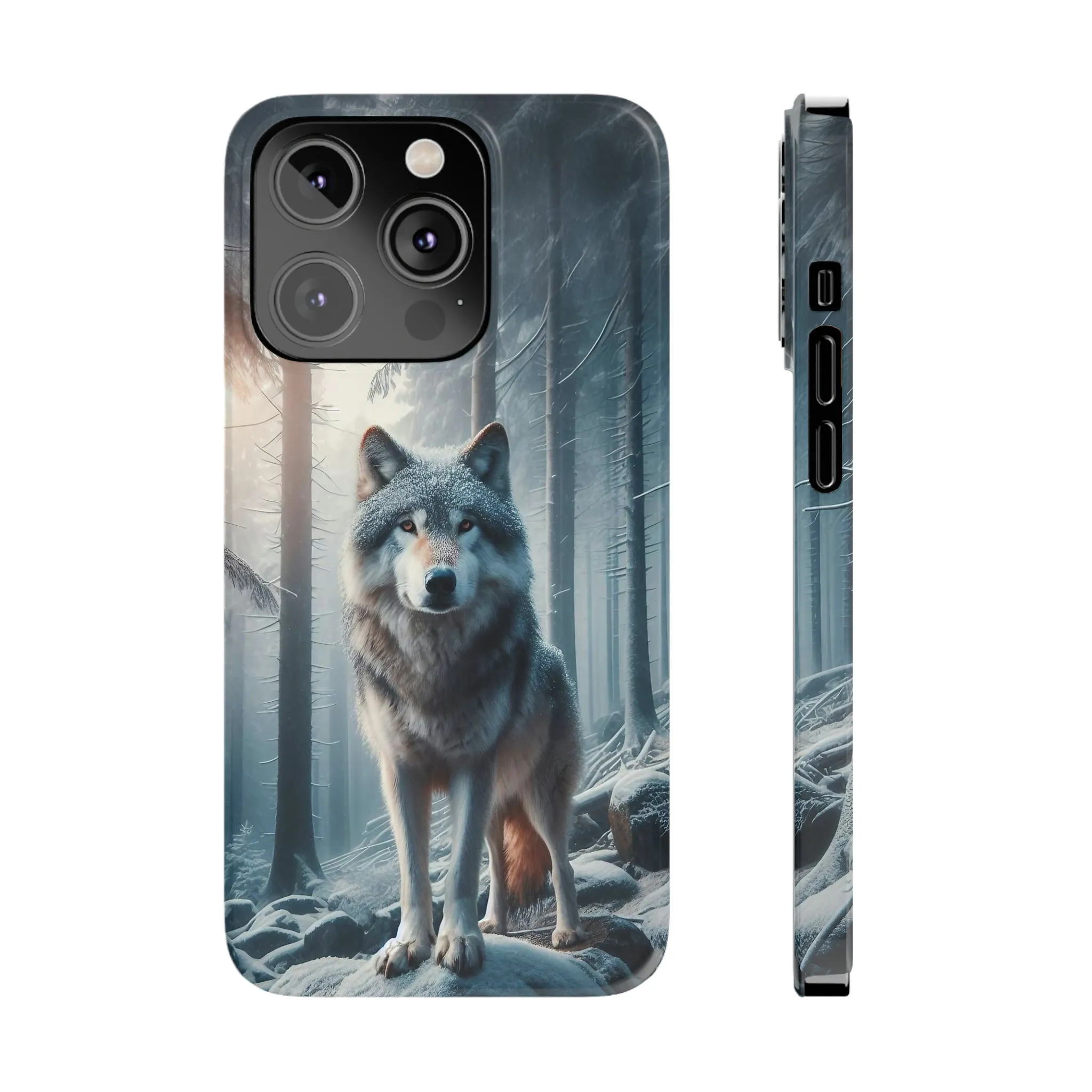 Majestic Wolf Design Sleek Elegance Wireless-Charging Compatible Phone Case Slim Phone Case compatible with over 20 iphone models