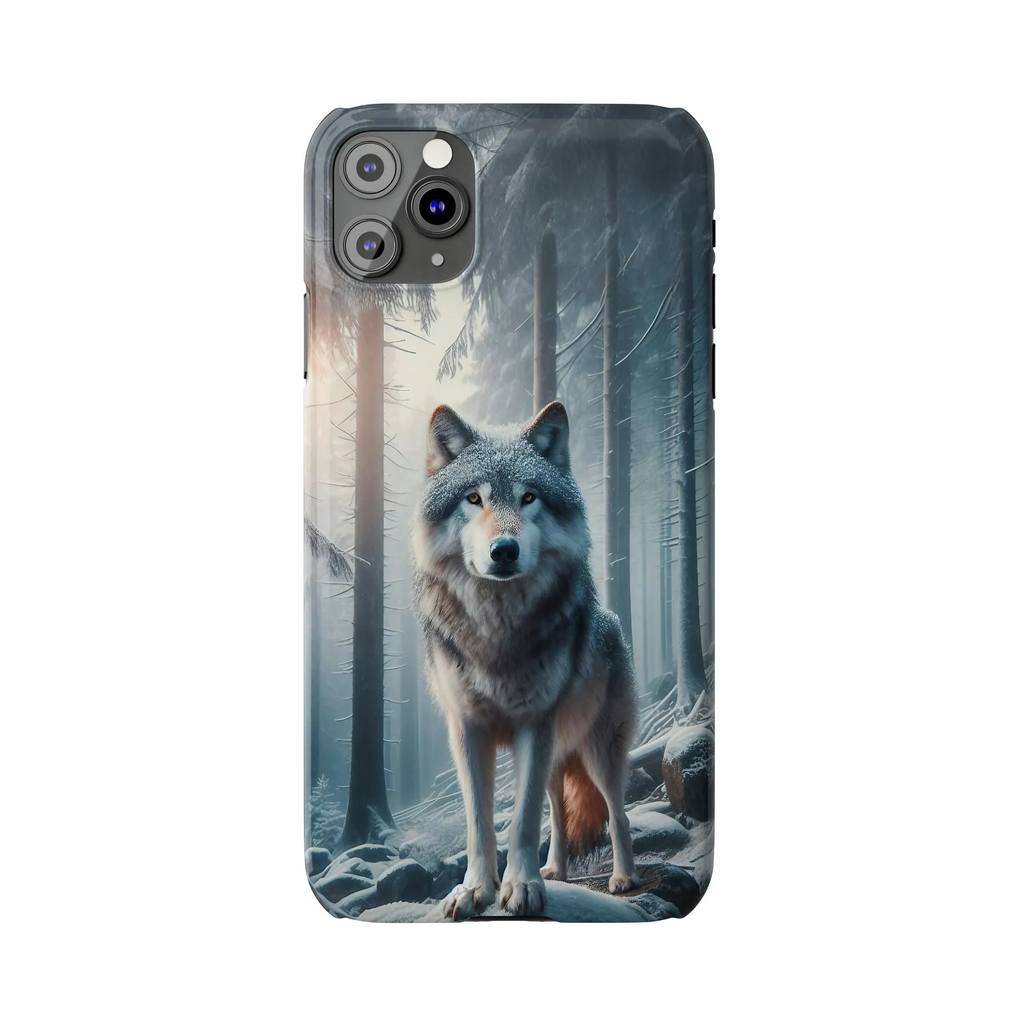 Majestic Wolf Design Sleek Elegance Wireless-Charging Compatible Phone Case Slim Phone Case compatible with over 20 iphone models