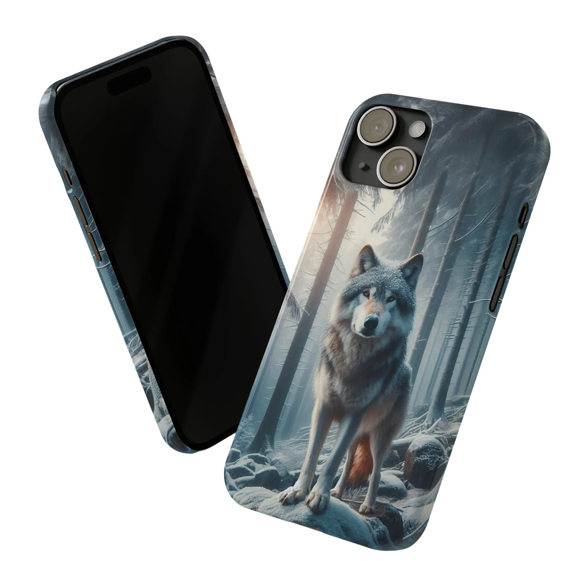 Majestic Wolf Design Sleek Elegance Wireless-Charging Compatible Phone Case Slim Phone Case compatible with over 20 iphone models