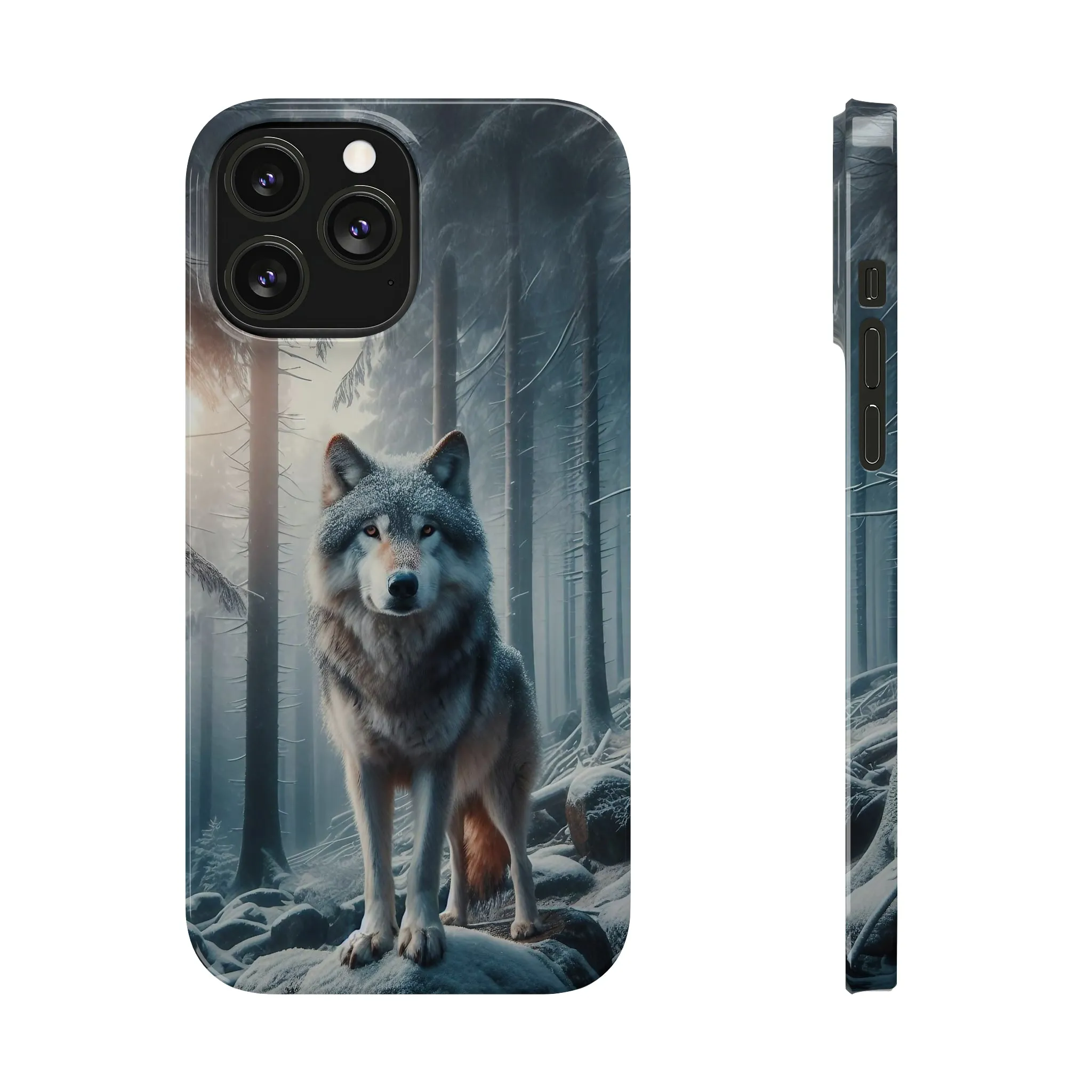 Majestic Wolf Design Sleek Elegance Wireless-Charging Compatible Phone Case Slim Phone Case compatible with over 20 iphone models