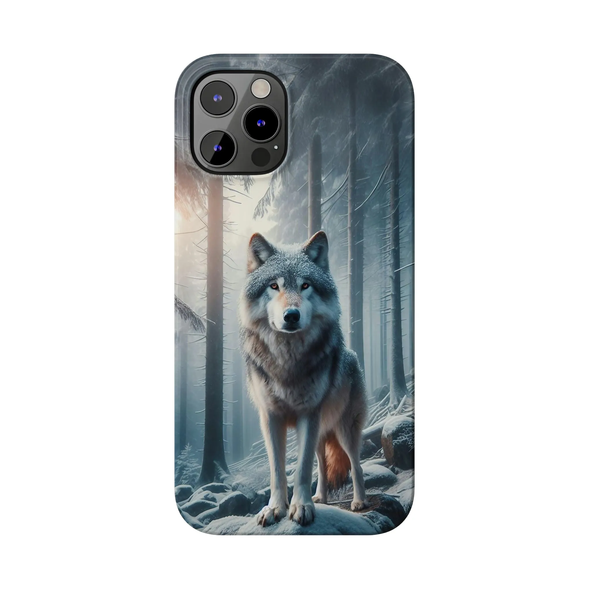 Majestic Wolf Design Sleek Elegance Wireless-Charging Compatible Phone Case Slim Phone Case compatible with over 20 iphone models