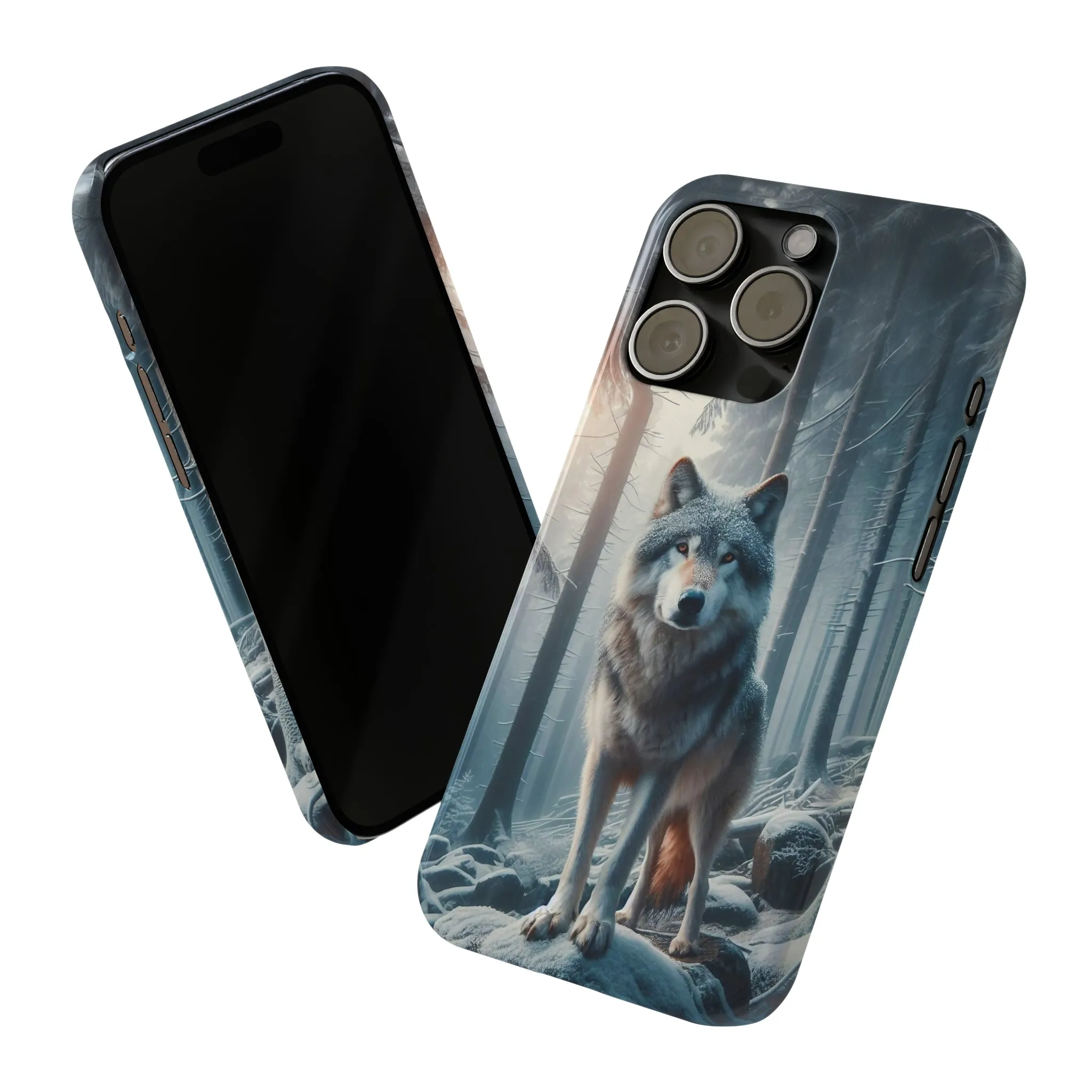 Majestic Wolf Design Sleek Elegance Wireless-Charging Compatible Phone Case Slim Phone Case compatible with over 20 iphone models