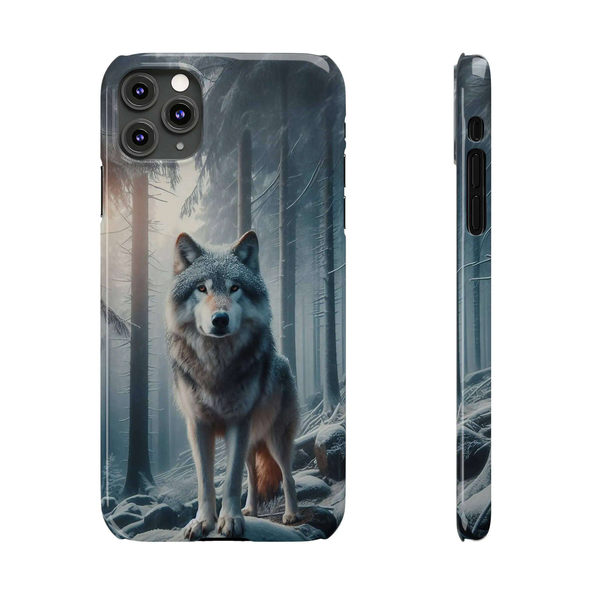 Majestic Wolf Design Sleek Elegance Wireless-Charging Compatible Phone Case Slim Phone Case compatible with over 20 iphone models