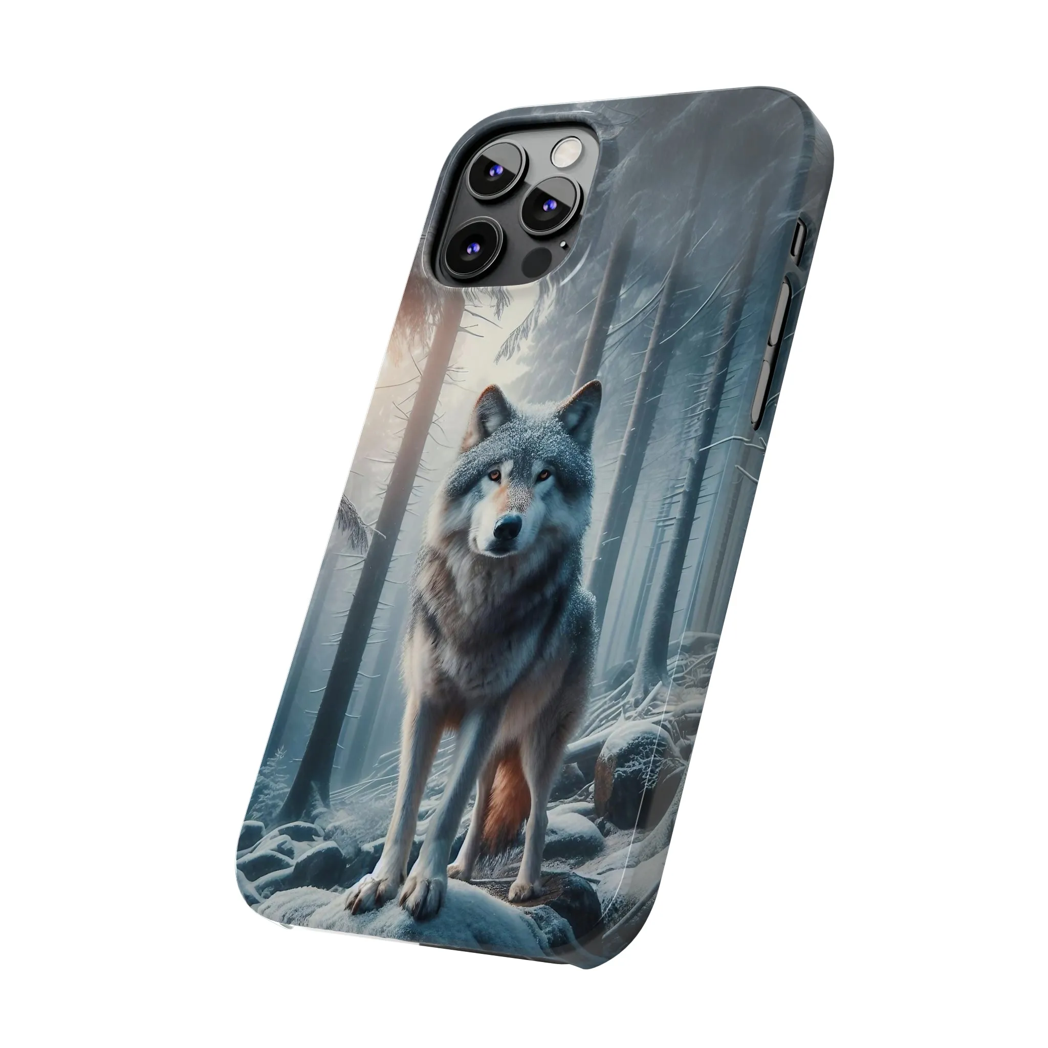 Majestic Wolf Design Sleek Elegance Wireless-Charging Compatible Phone Case Slim Phone Case compatible with over 20 iphone models