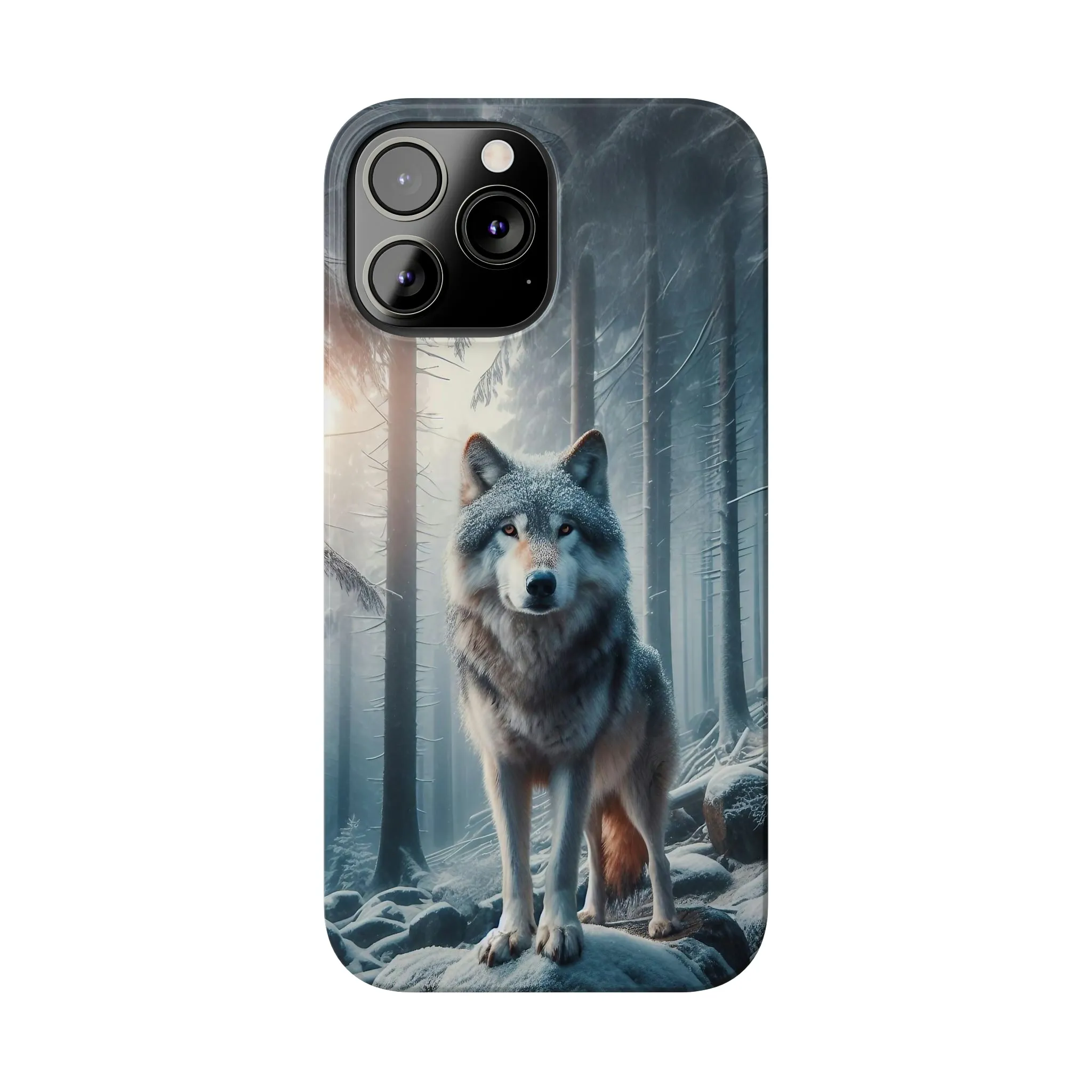 Majestic Wolf Design Sleek Elegance Wireless-Charging Compatible Phone Case Slim Phone Case compatible with over 20 iphone models