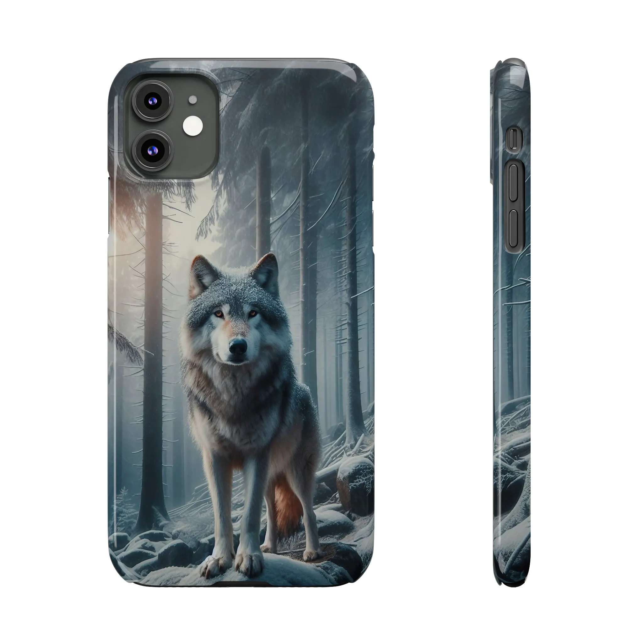 Majestic Wolf Design Sleek Elegance Wireless-Charging Compatible Phone Case Slim Phone Case compatible with over 20 iphone models