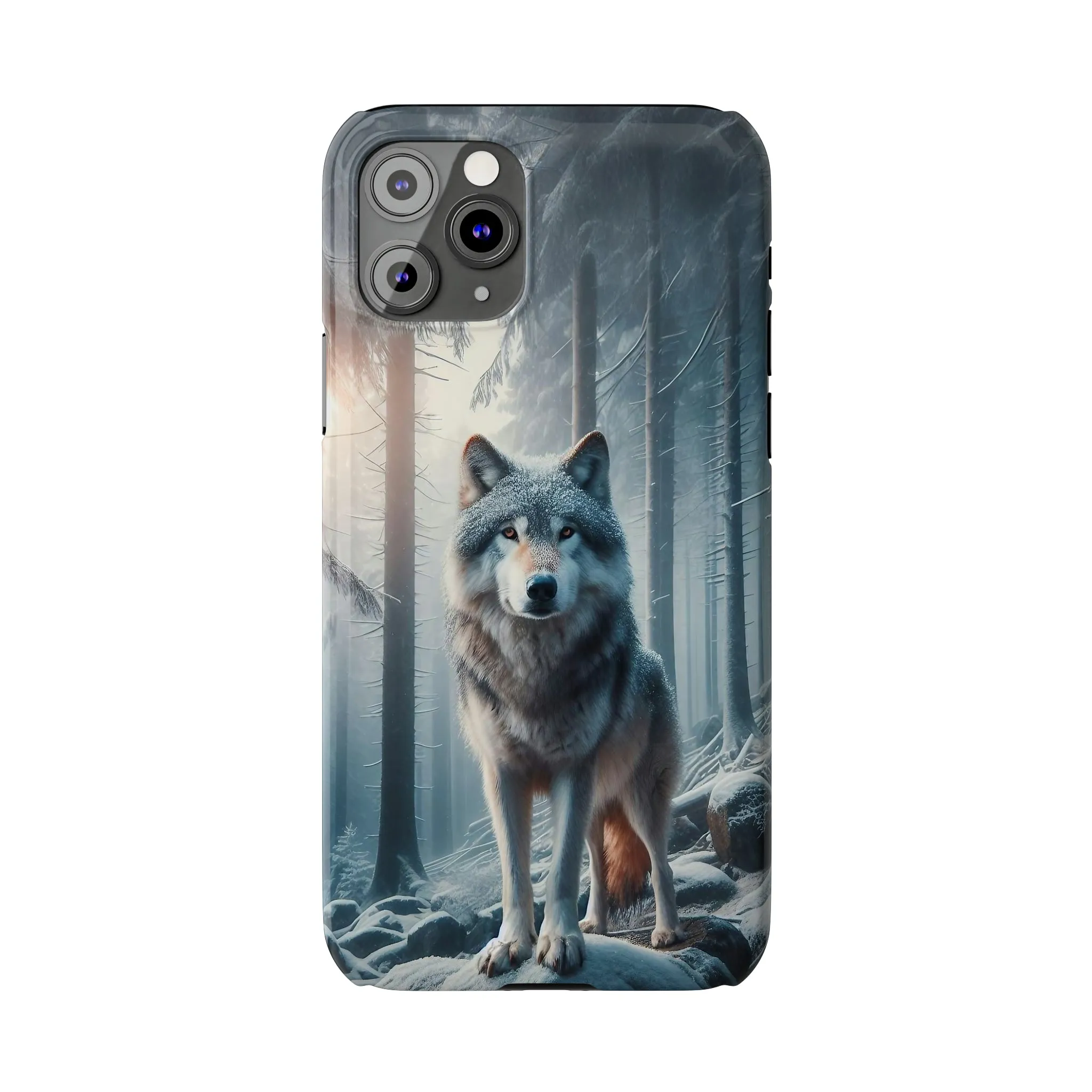 Majestic Wolf Design Sleek Elegance Wireless-Charging Compatible Phone Case Slim Phone Case compatible with over 20 iphone models