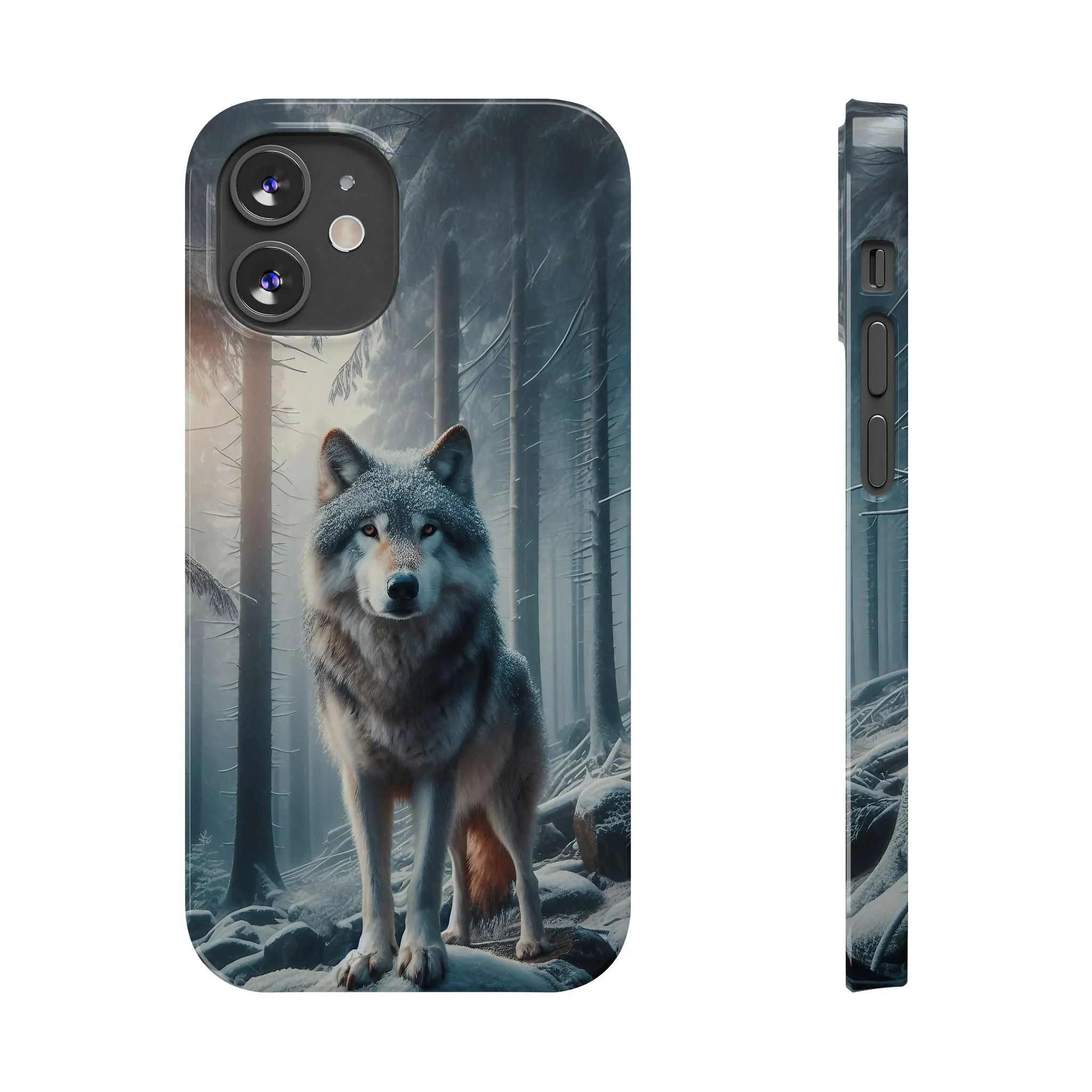 Majestic Wolf Design Sleek Elegance Wireless-Charging Compatible Phone Case Slim Phone Case compatible with over 20 iphone models