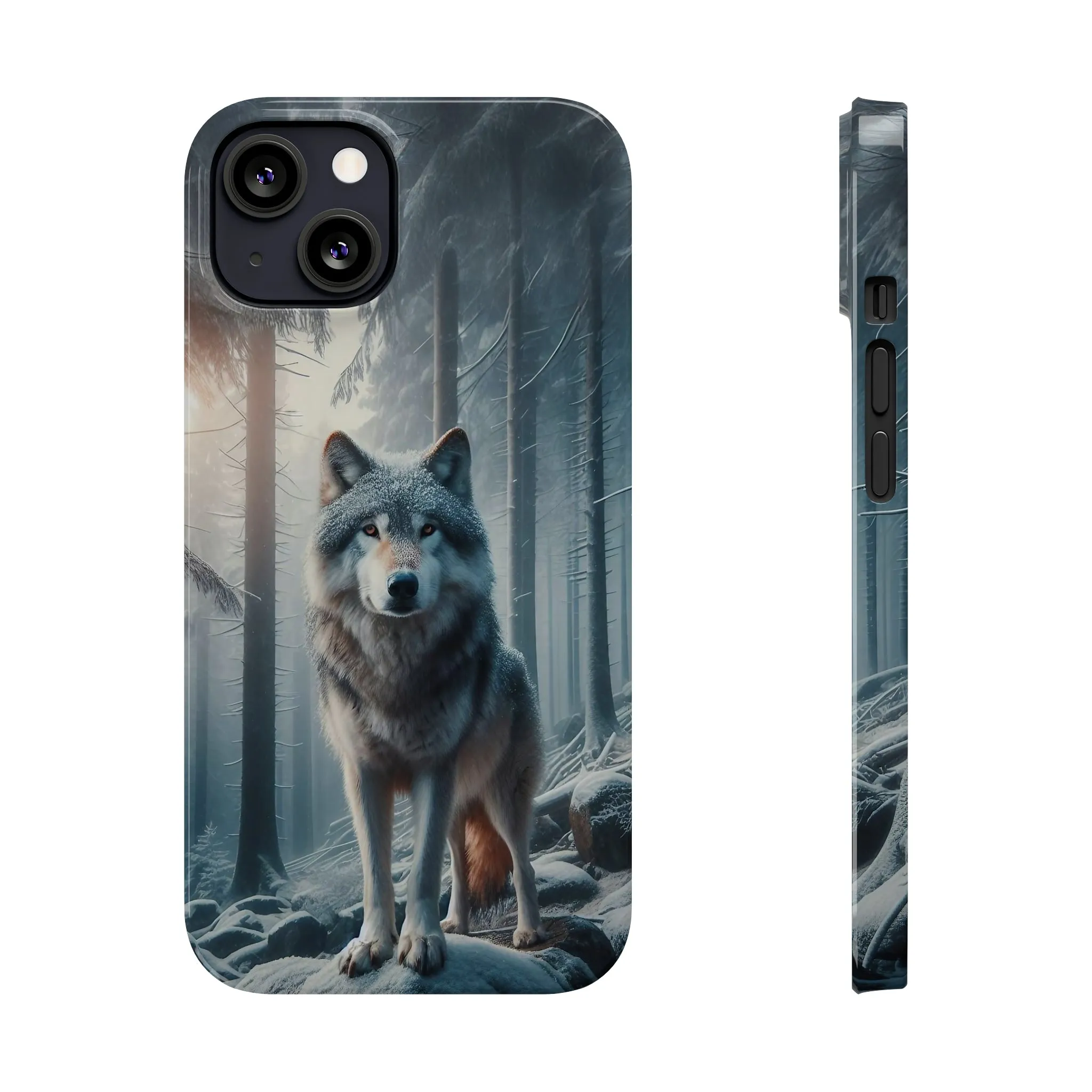 Majestic Wolf Design Sleek Elegance Wireless-Charging Compatible Phone Case Slim Phone Case compatible with over 20 iphone models