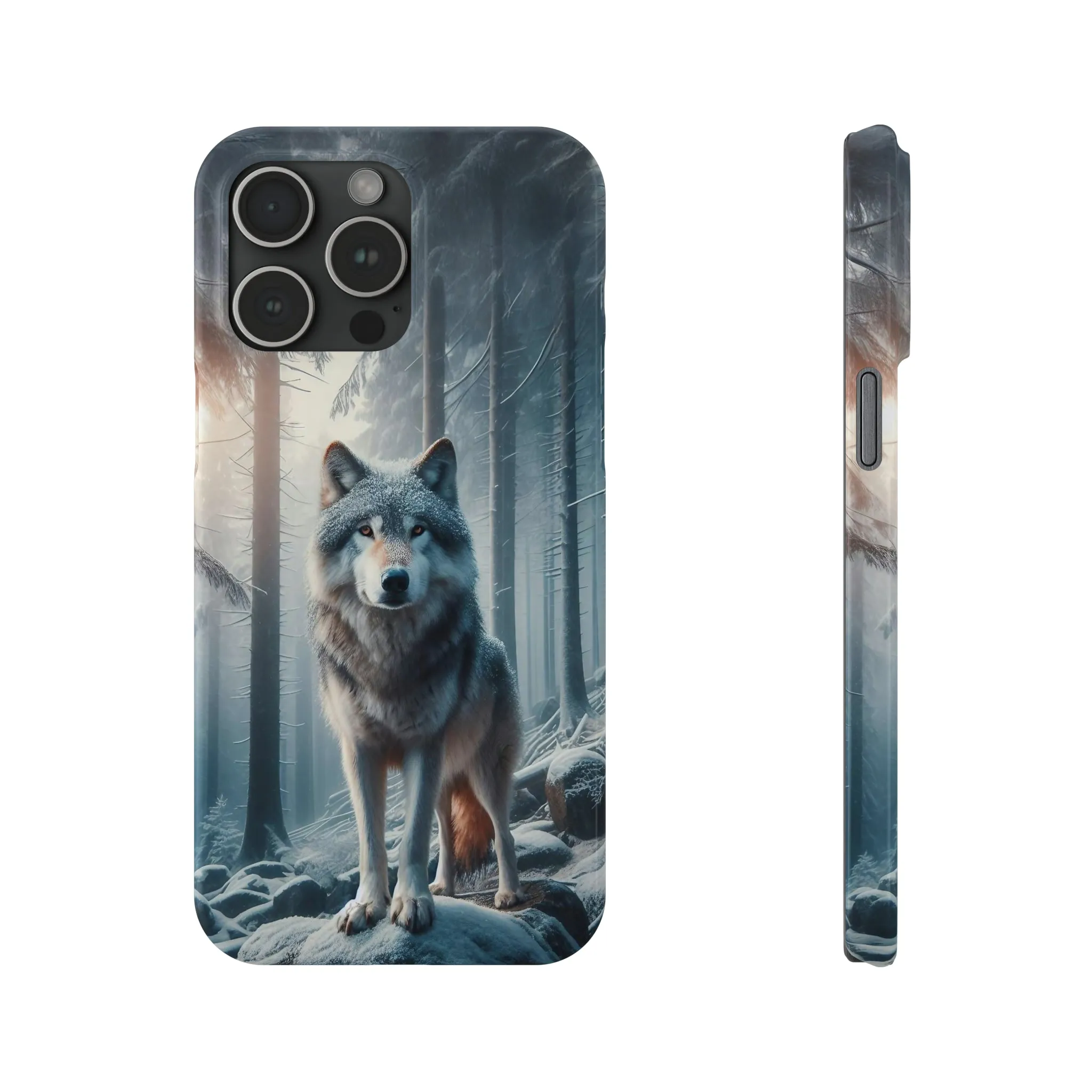 Majestic Wolf Design Sleek Elegance Wireless-Charging Compatible Phone Case Slim Phone Case compatible with over 20 iphone models