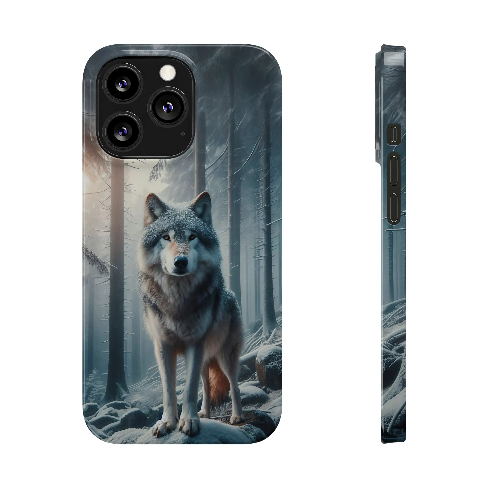 Majestic Wolf Design Sleek Elegance Wireless-Charging Compatible Phone Case Slim Phone Case compatible with over 20 iphone models