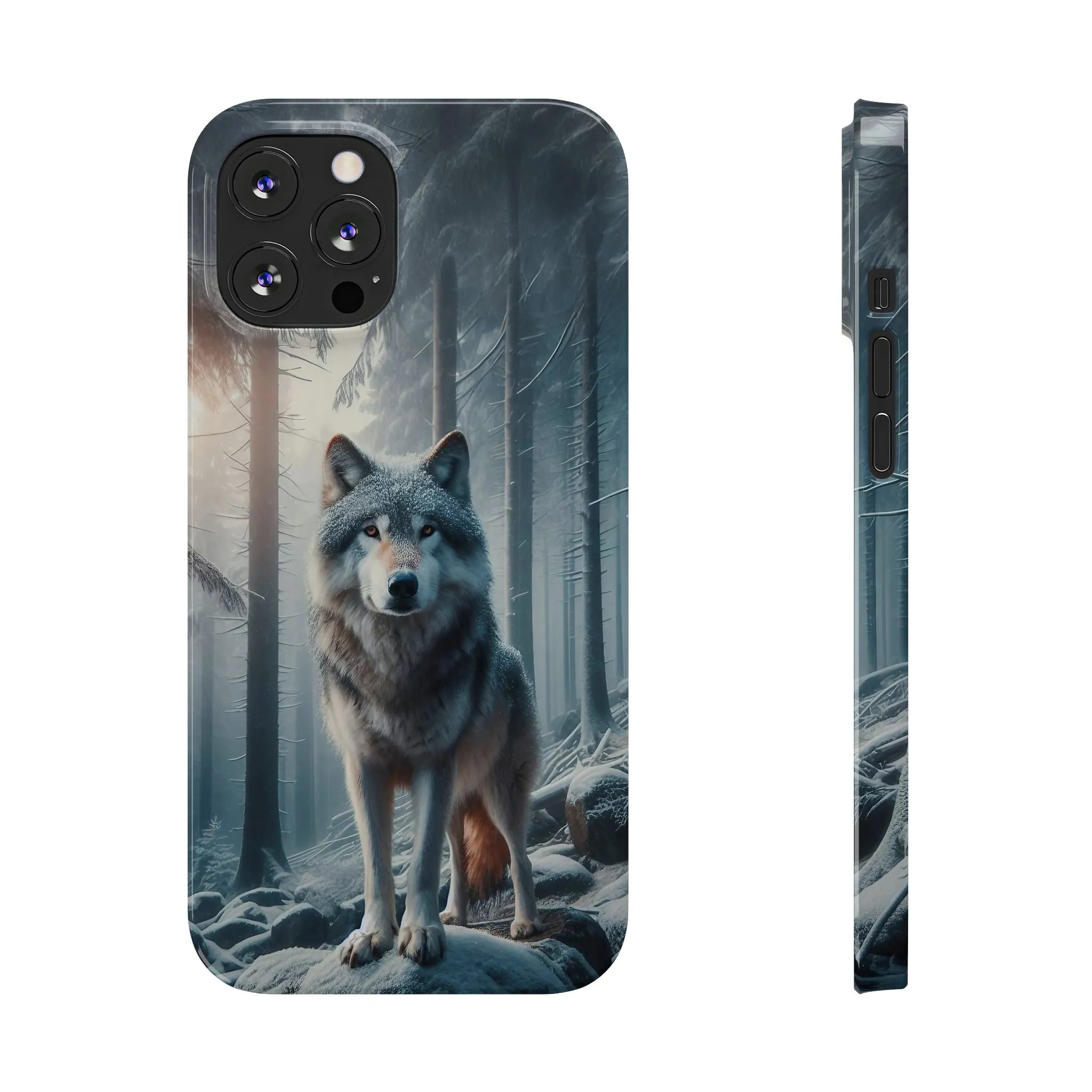 Majestic Wolf Design Sleek Elegance Wireless-Charging Compatible Phone Case Slim Phone Case compatible with over 20 iphone models