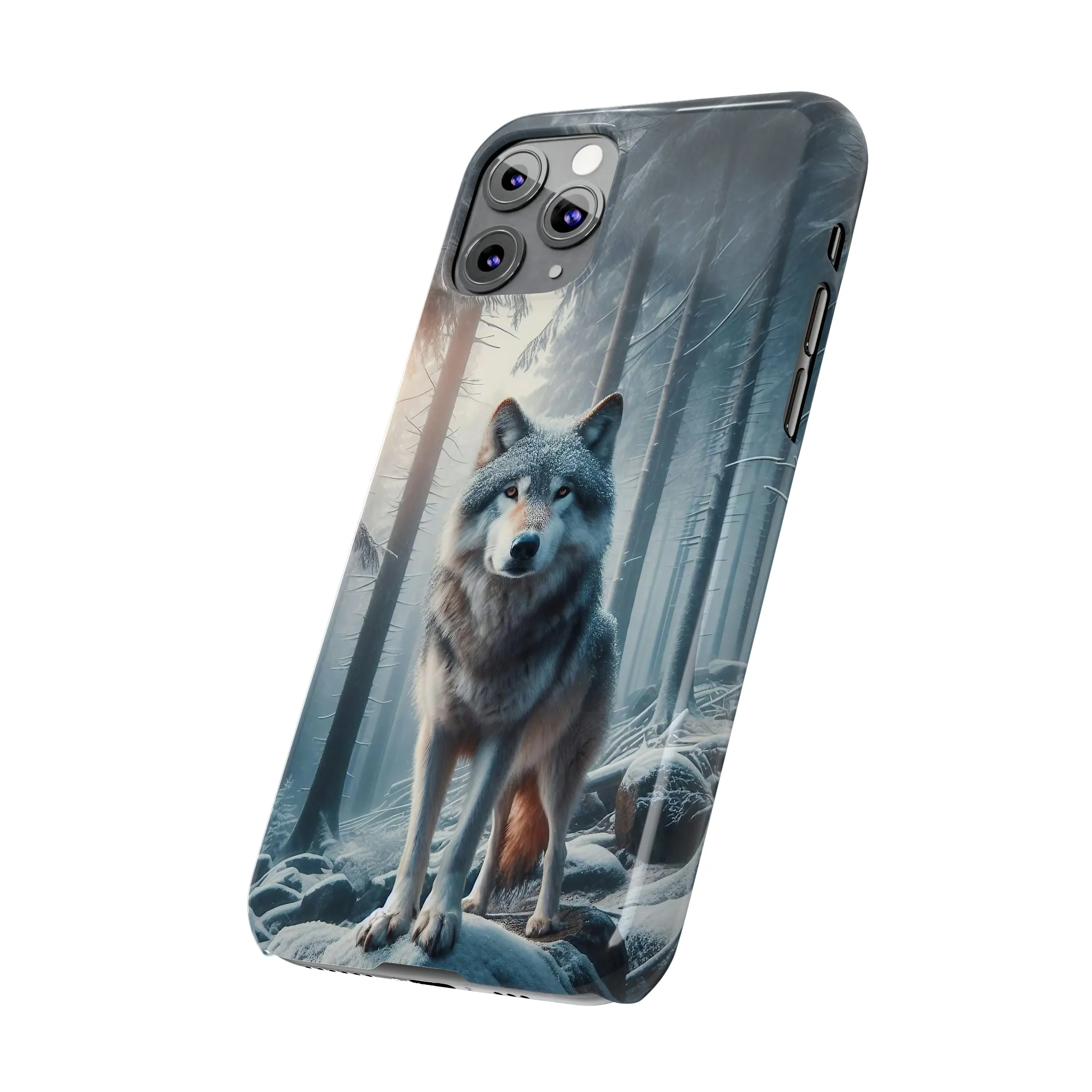 Majestic Wolf Design Sleek Elegance Wireless-Charging Compatible Phone Case Slim Phone Case compatible with over 20 iphone models