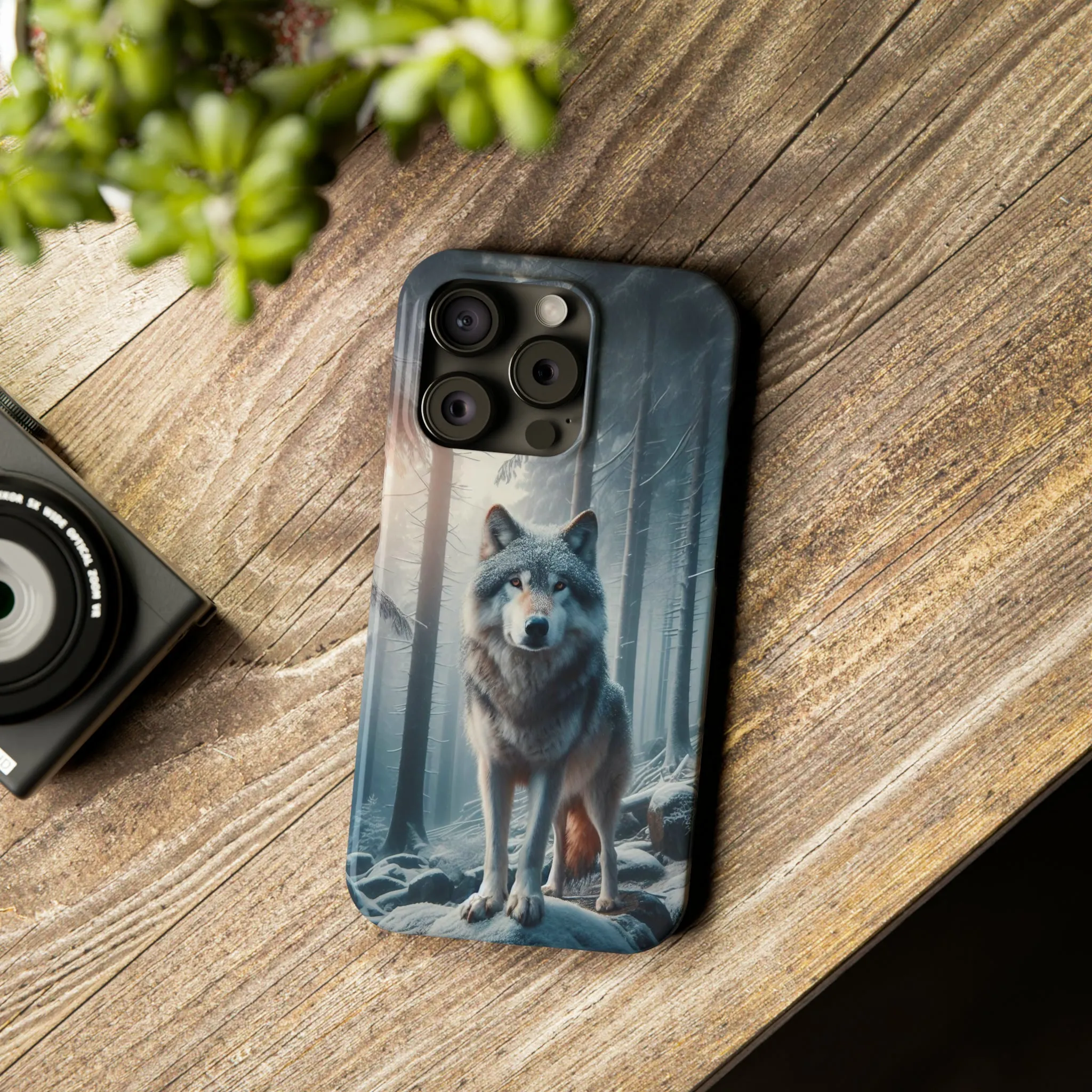 Majestic Wolf Design Sleek Elegance Wireless-Charging Compatible Phone Case Slim Phone Case compatible with over 20 iphone models