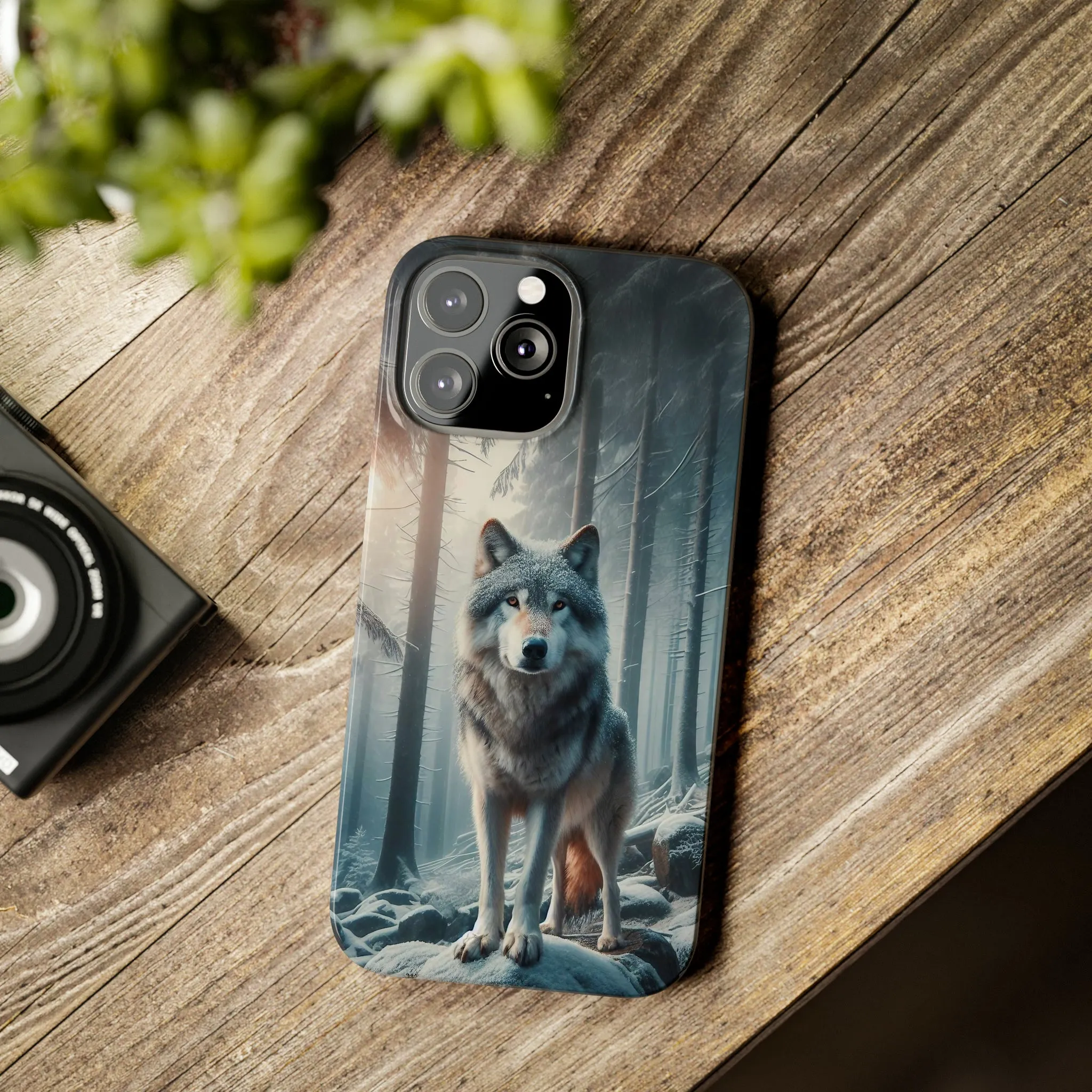 Majestic Wolf Design Sleek Elegance Wireless-Charging Compatible Phone Case Slim Phone Case compatible with over 20 iphone models