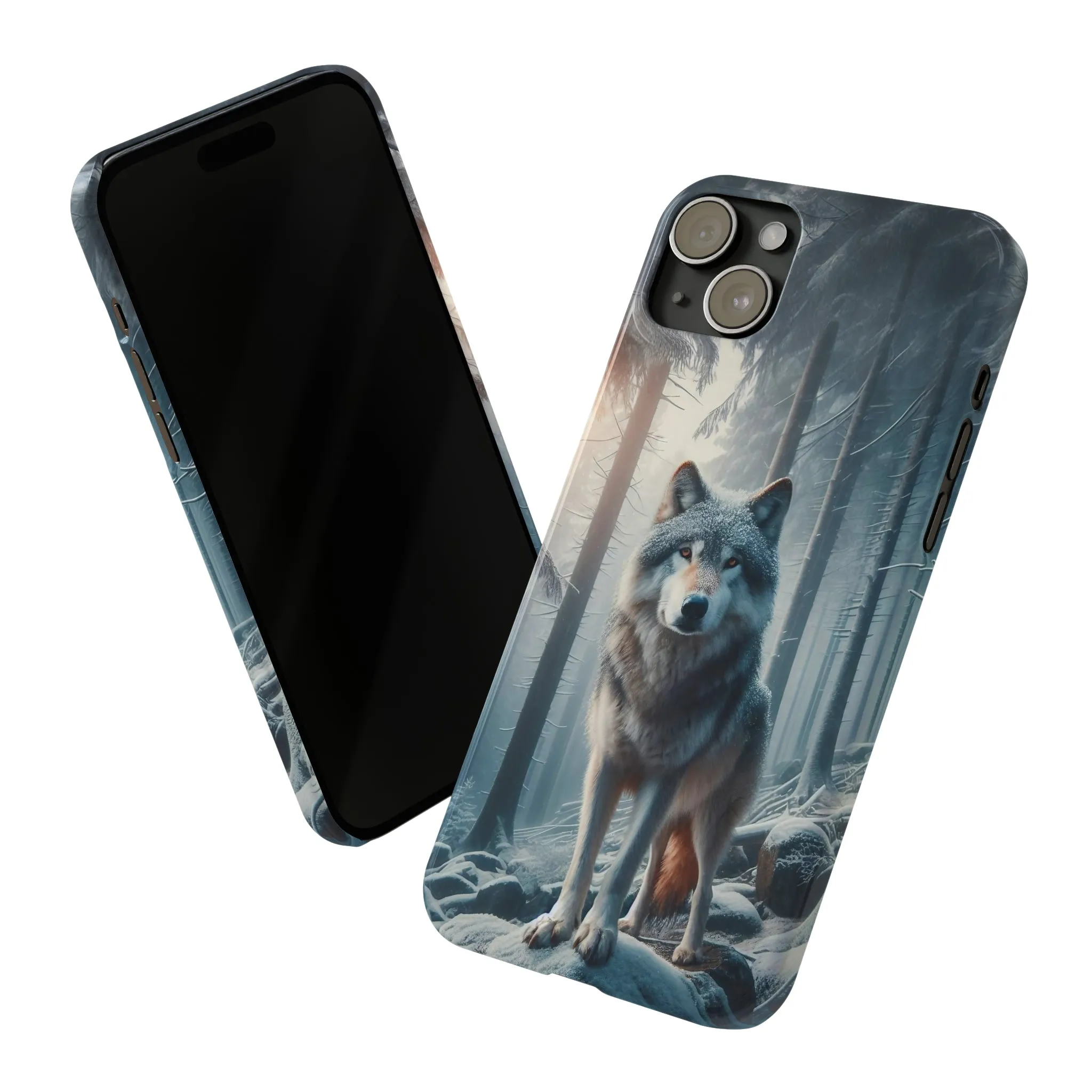 Majestic Wolf Design Sleek Elegance Wireless-Charging Compatible Phone Case Slim Phone Case compatible with over 20 iphone models