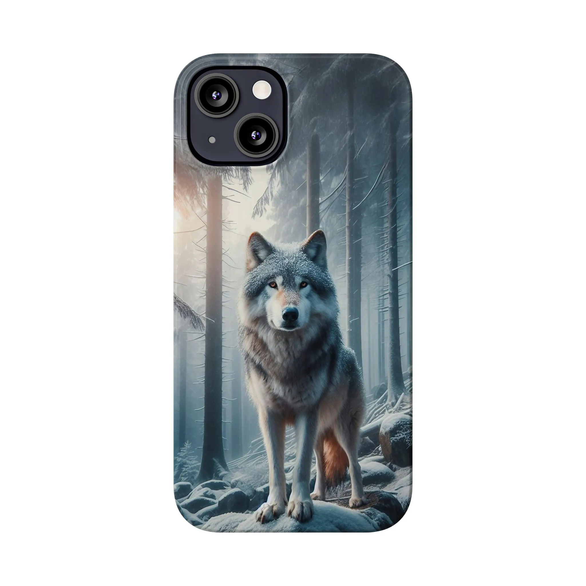 Majestic Wolf Design Sleek Elegance Wireless-Charging Compatible Phone Case Slim Phone Case compatible with over 20 iphone models