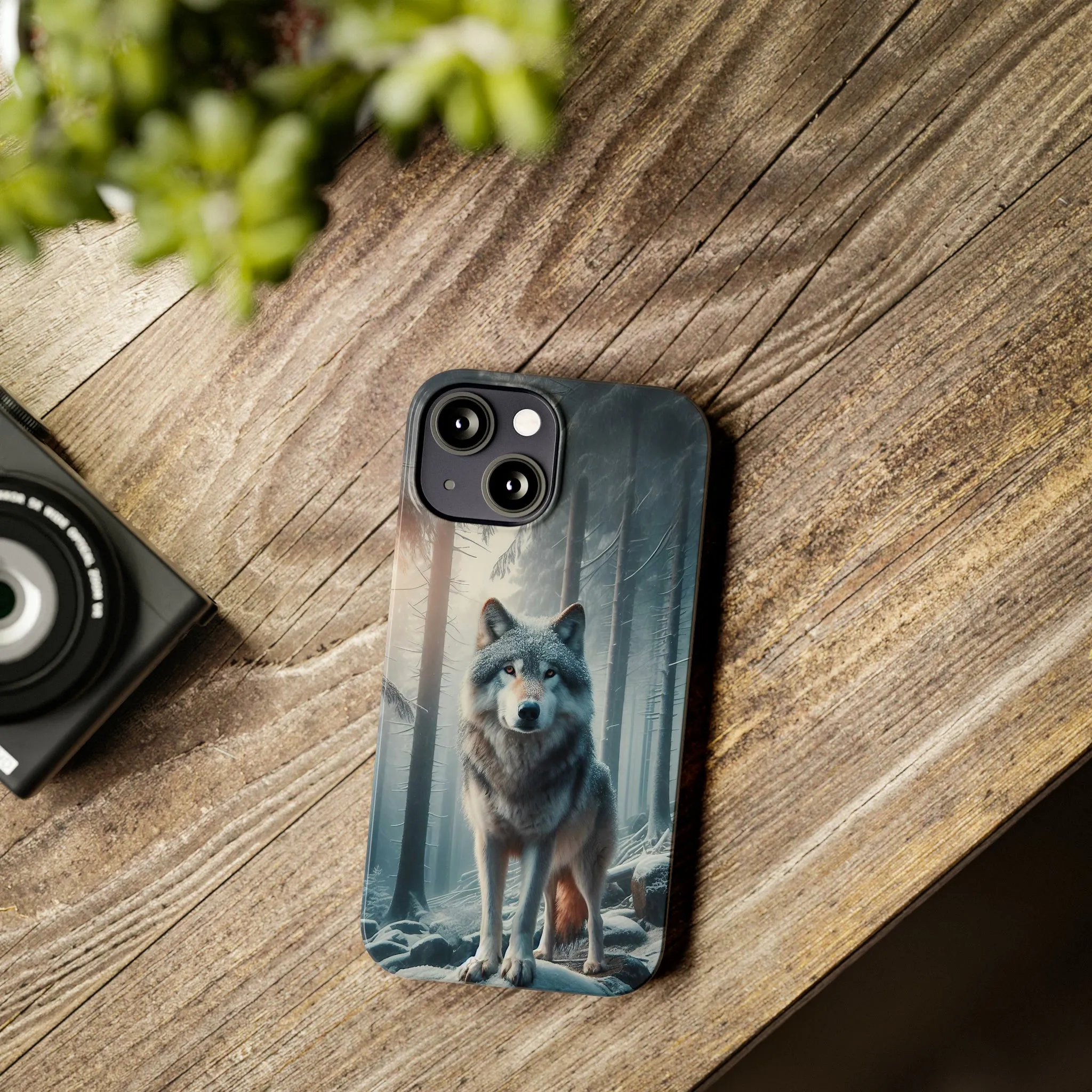 Majestic Wolf Design Sleek Elegance Wireless-Charging Compatible Phone Case Slim Phone Case compatible with over 20 iphone models