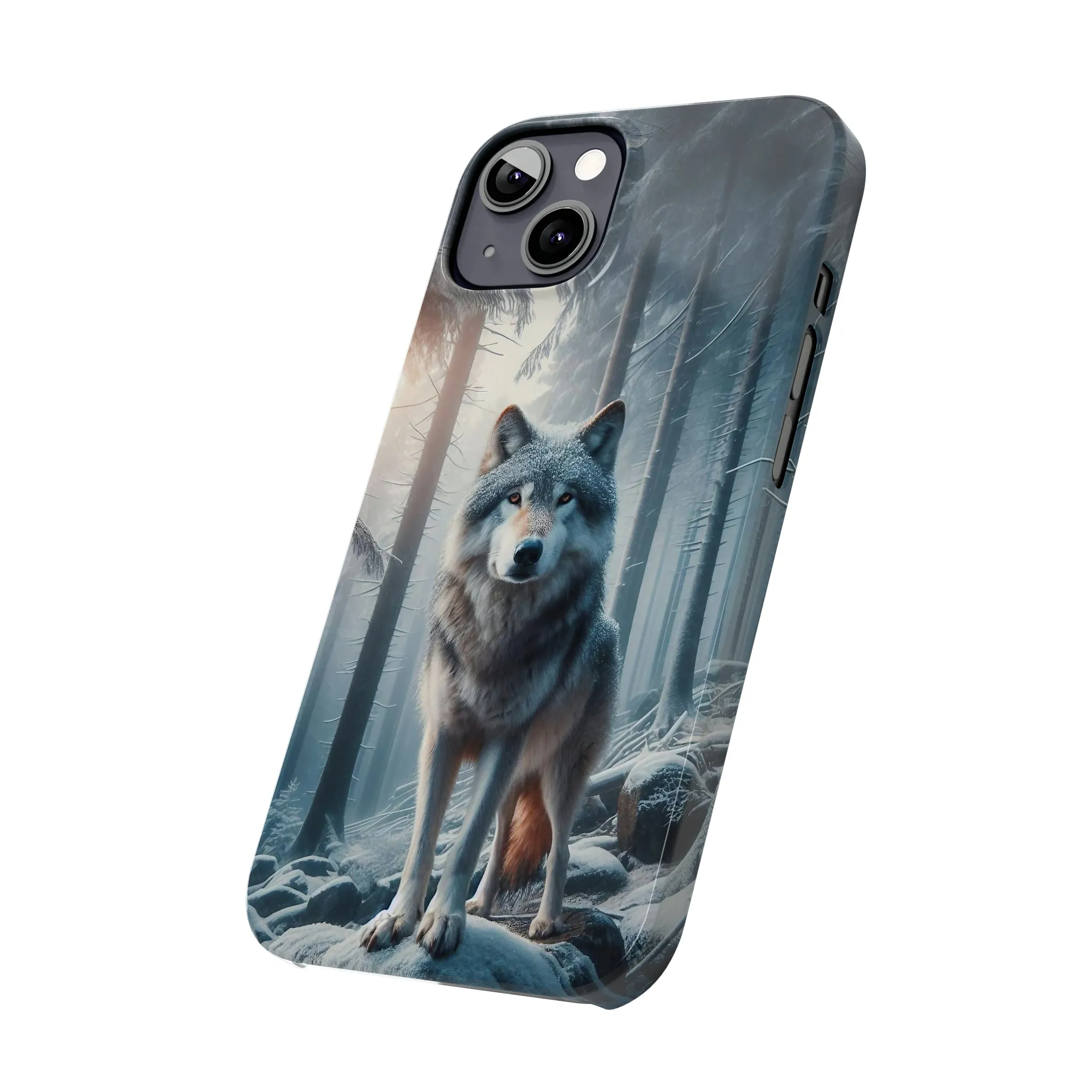 Majestic Wolf Design Sleek Elegance Wireless-Charging Compatible Phone Case Slim Phone Case compatible with over 20 iphone models