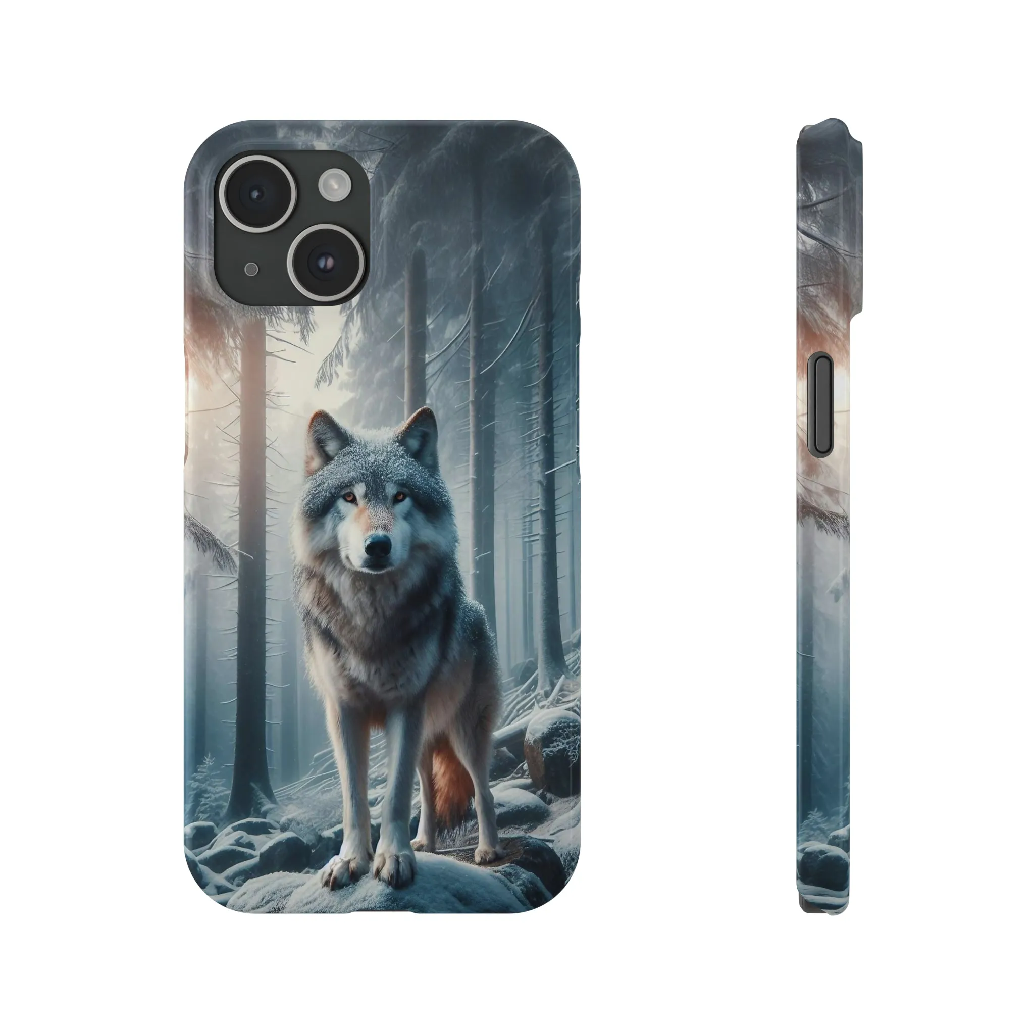 Majestic Wolf Design Sleek Elegance Wireless-Charging Compatible Phone Case Slim Phone Case compatible with over 20 iphone models