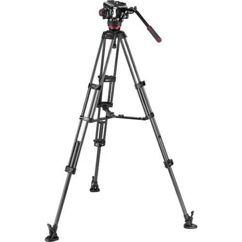 Manfrotto 504X Fluid Video Head & MVTTWINMC Carbon Fiber Tripod with Mid-Level Spreader