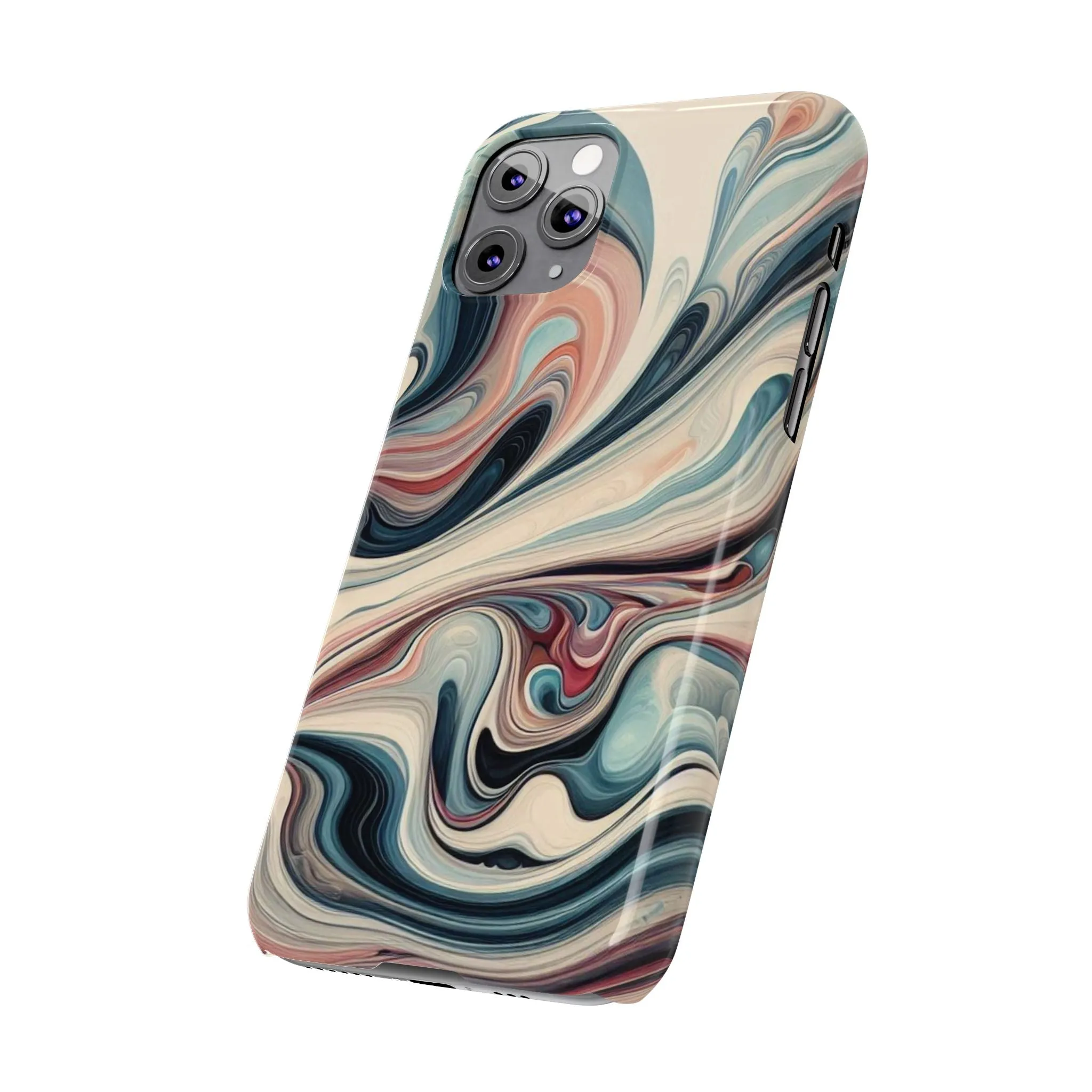 Marbling art in pastel tones Slim Phone Cases