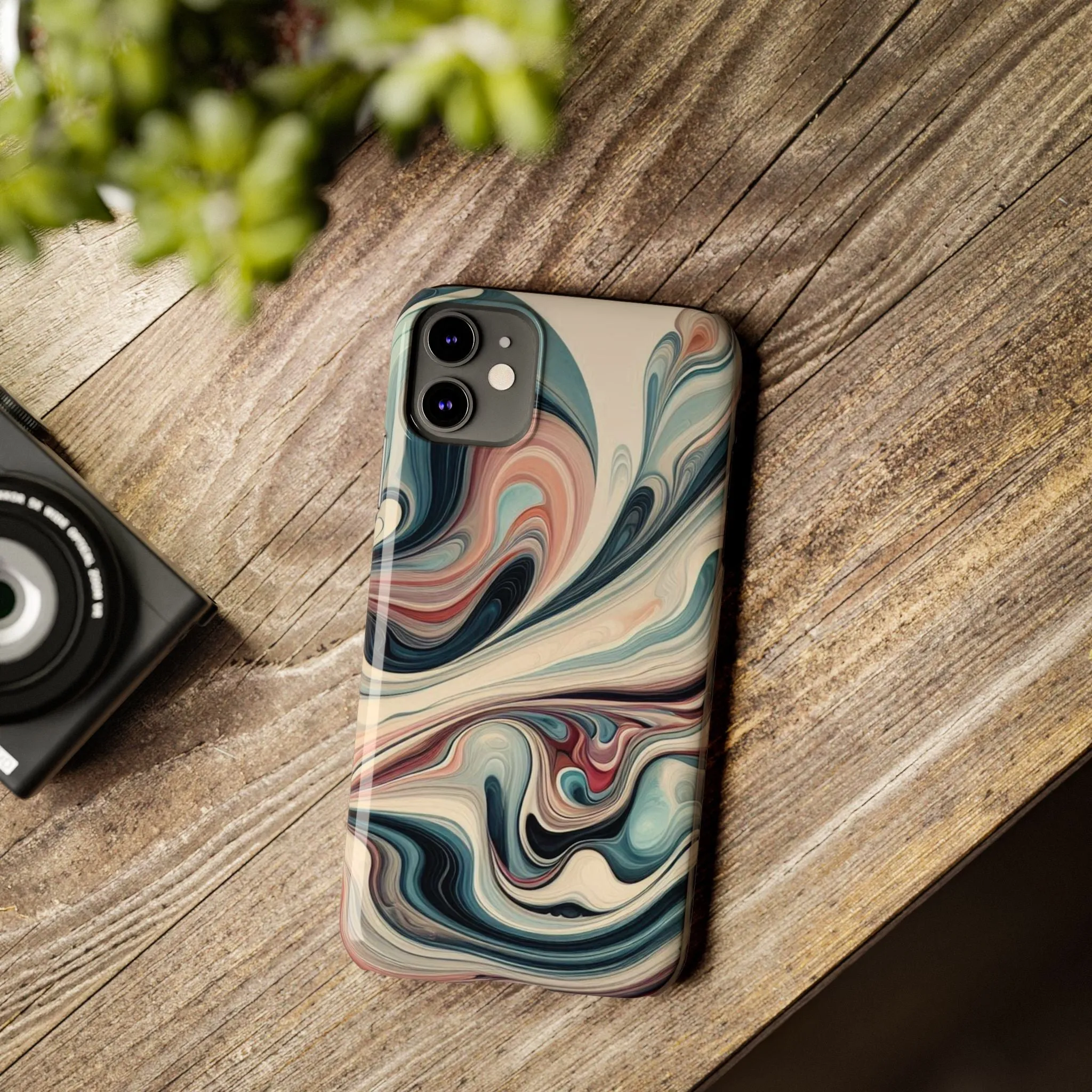 Marbling art in pastel tones Slim Phone Cases