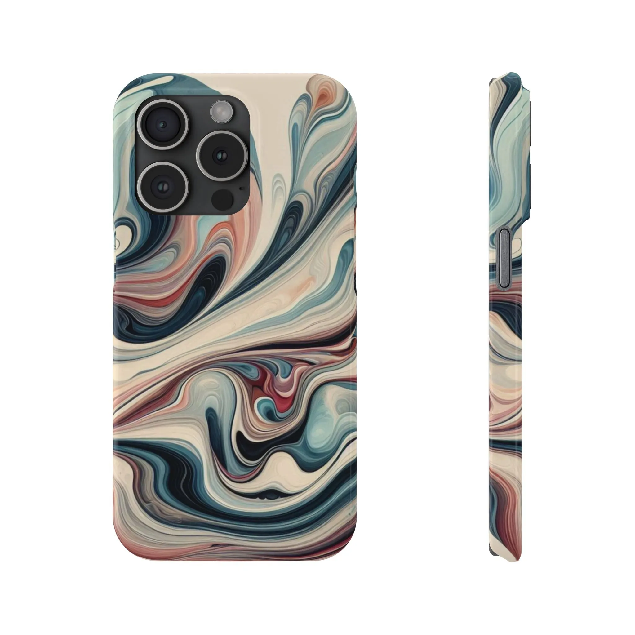 Marbling art in pastel tones Slim Phone Cases