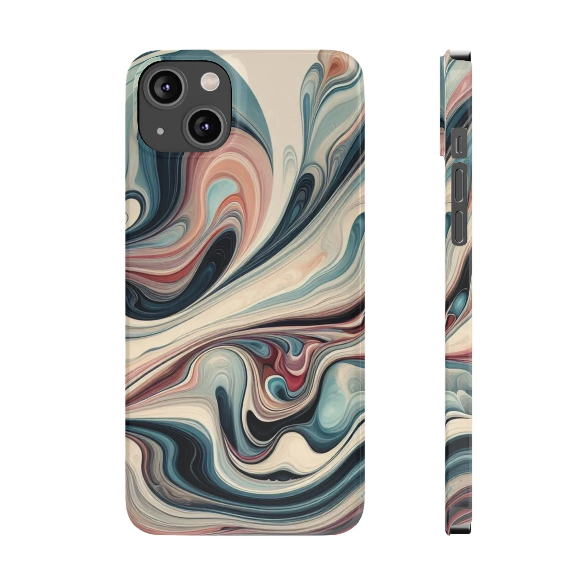 Marbling art in pastel tones Slim Phone Cases