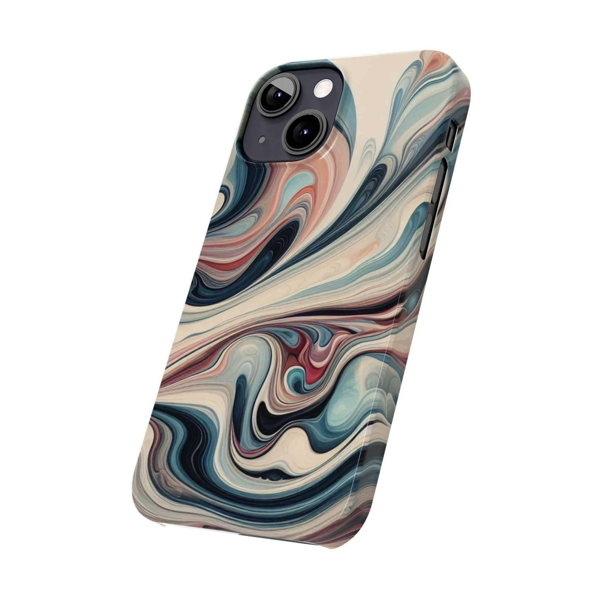 Marbling art in pastel tones Slim Phone Cases