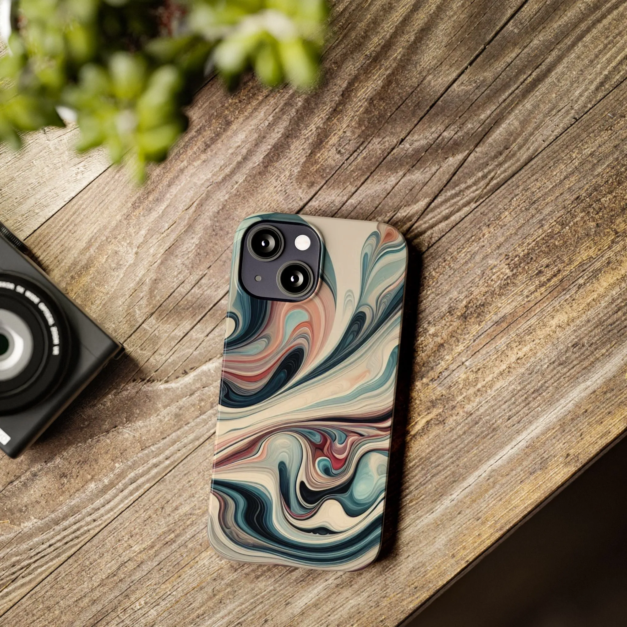 Marbling art in pastel tones Slim Phone Cases