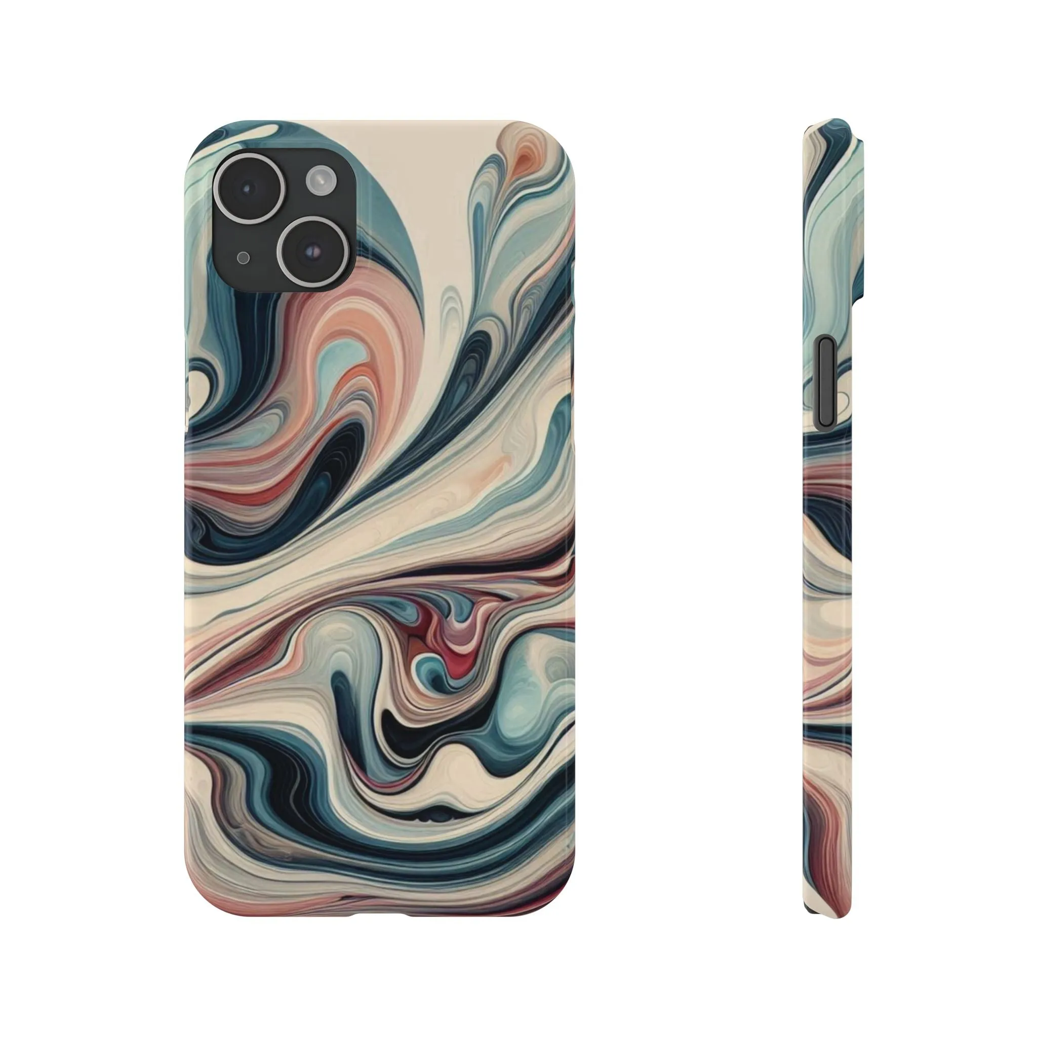 Marbling art in pastel tones Slim Phone Cases