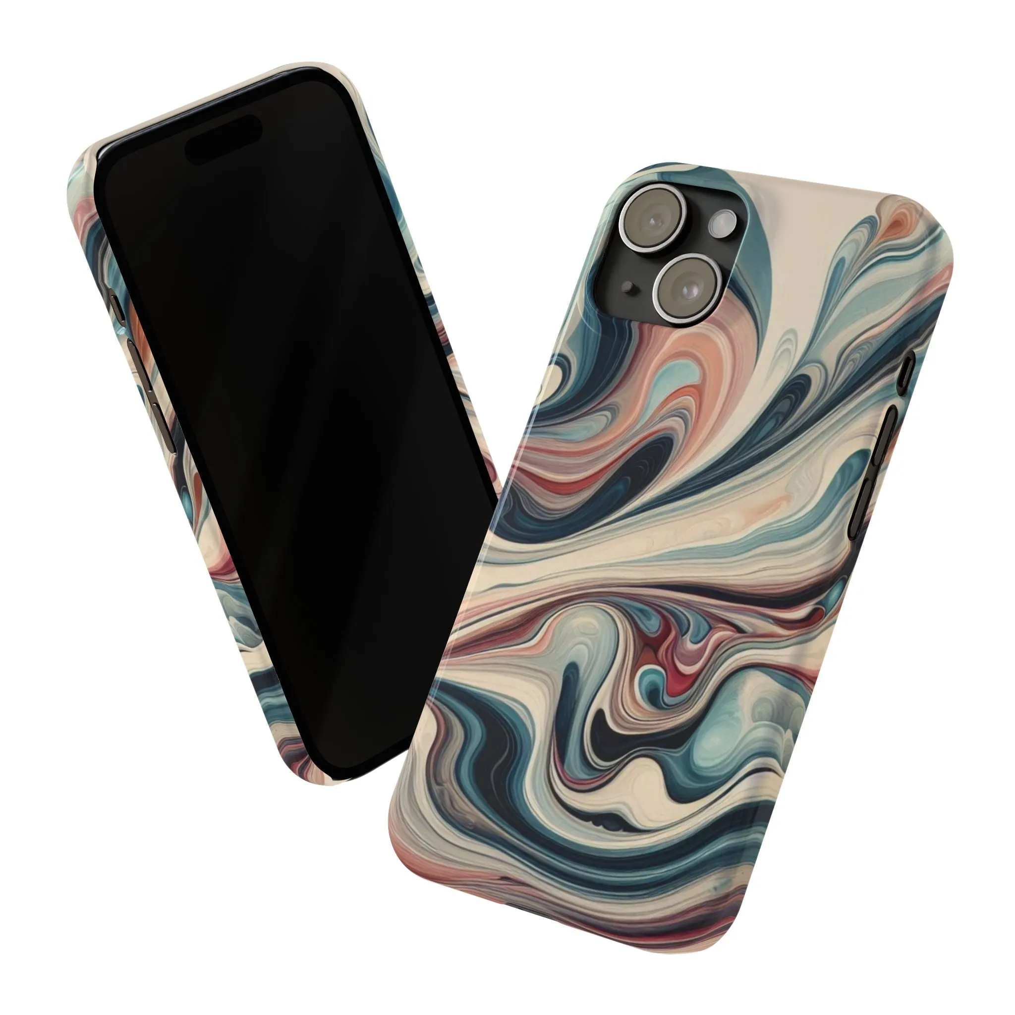 Marbling art in pastel tones Slim Phone Cases