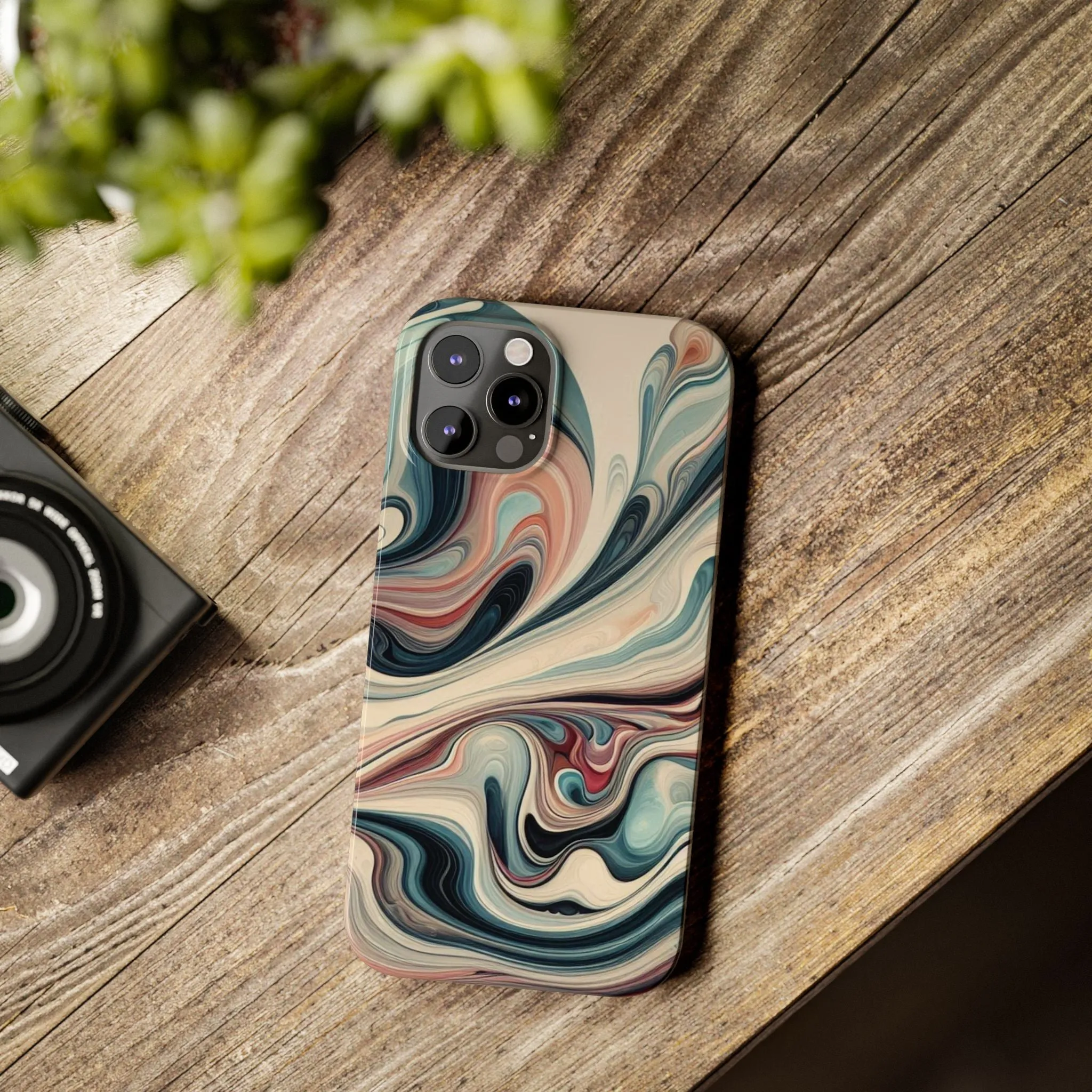 Marbling art in pastel tones Slim Phone Cases