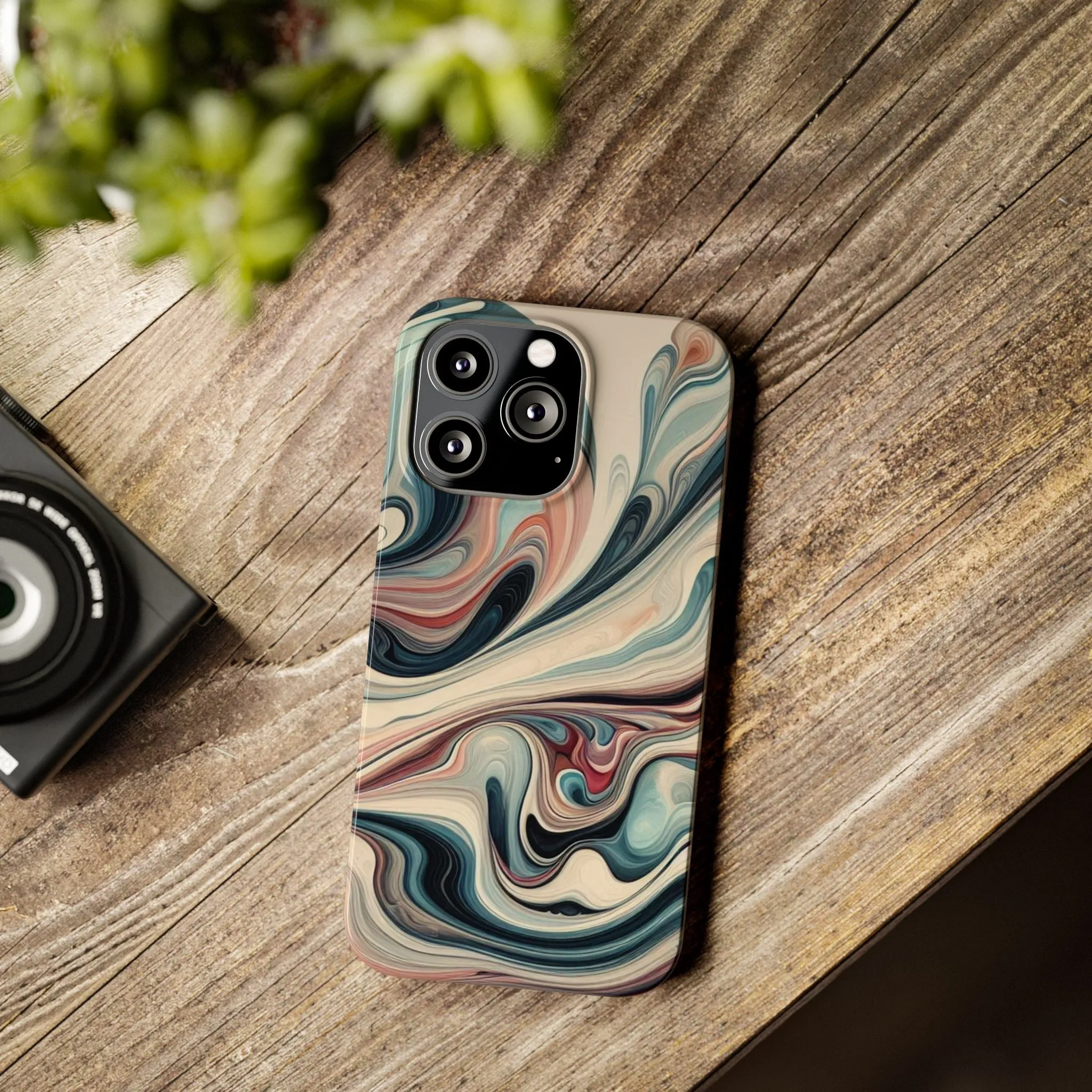 Marbling art in pastel tones Slim Phone Cases