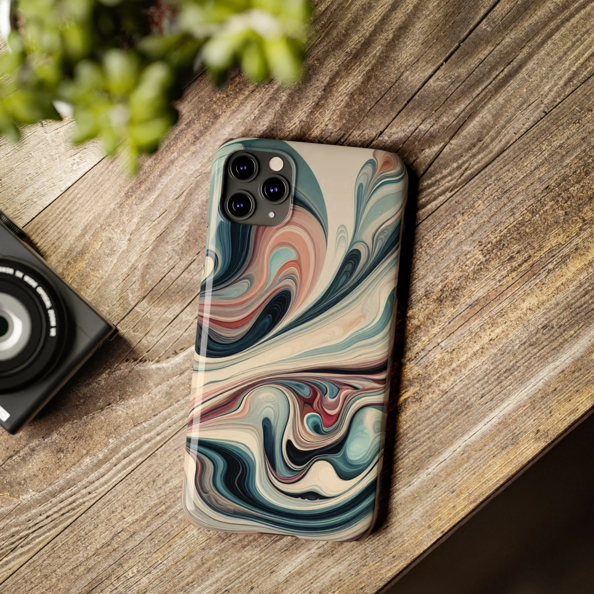 Marbling art in pastel tones Slim Phone Cases