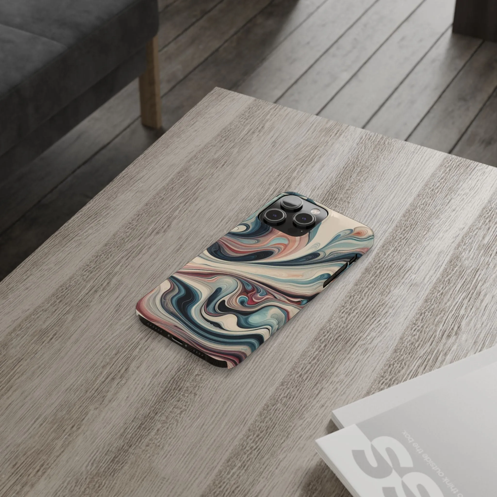 Marbling art in pastel tones Slim Phone Cases