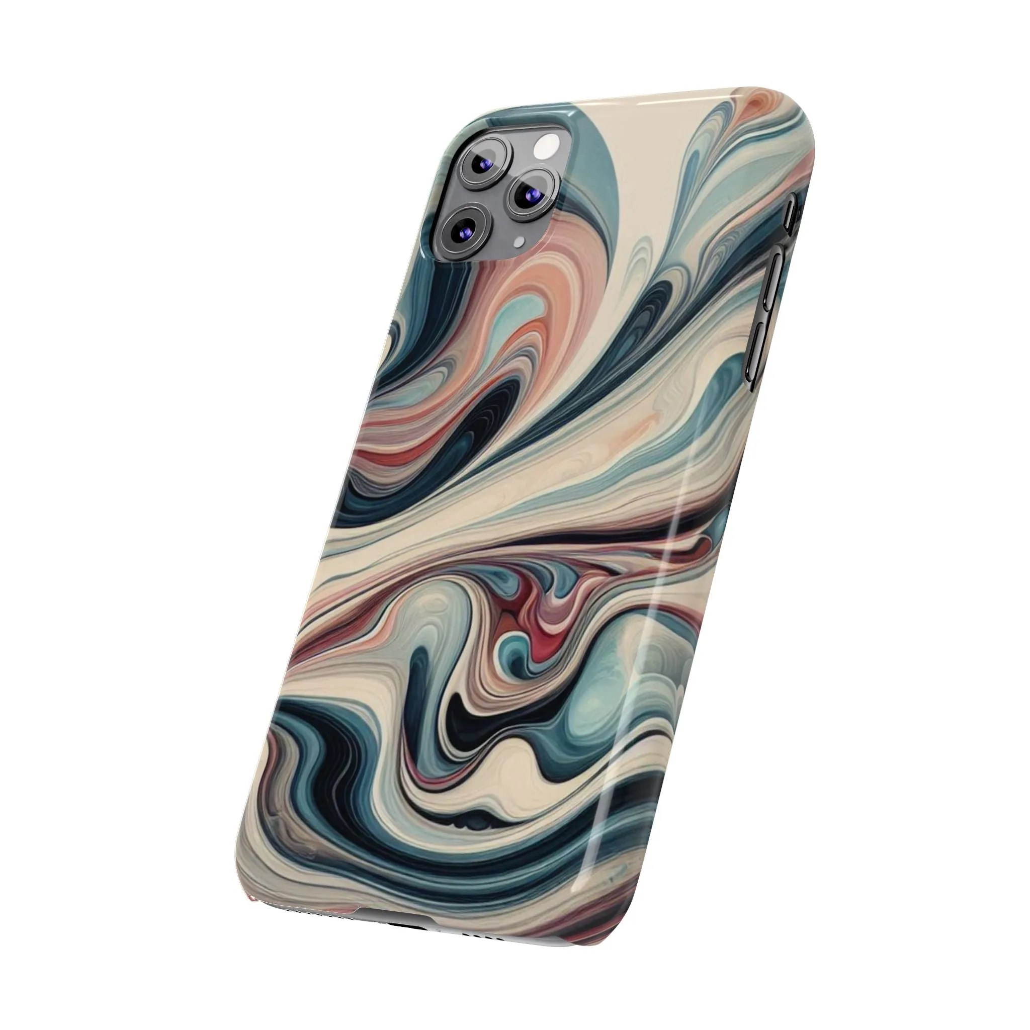 Marbling art in pastel tones Slim Phone Cases