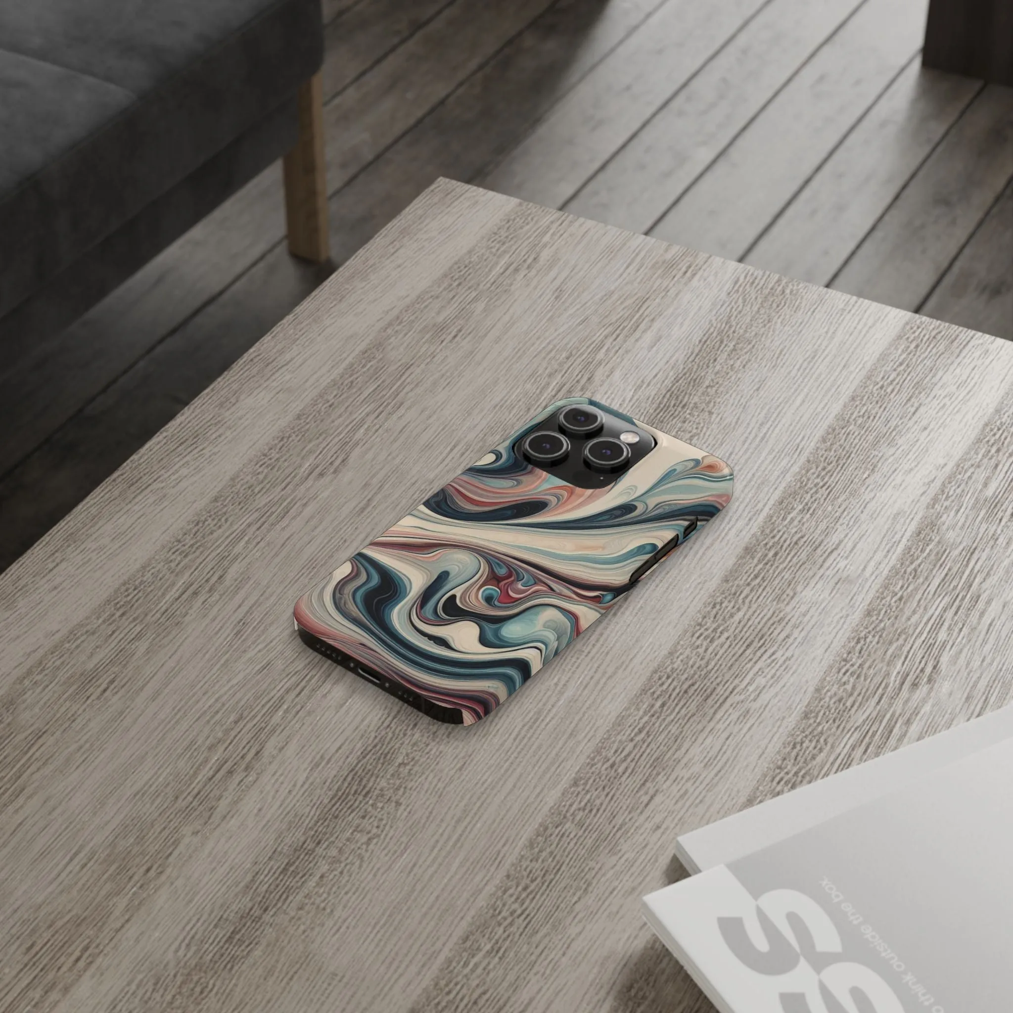 Marbling art in pastel tones Slim Phone Cases