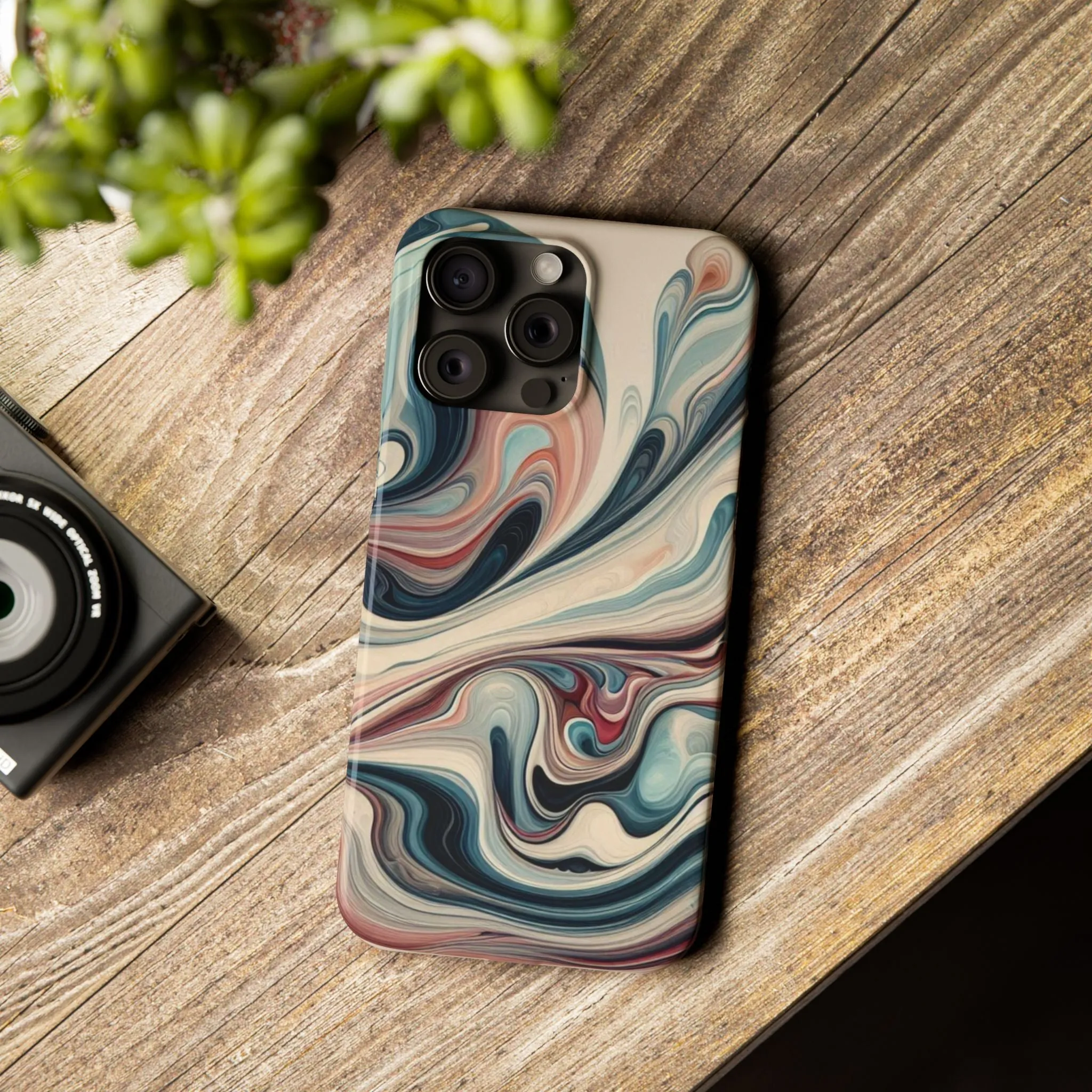 Marbling art in pastel tones Slim Phone Cases