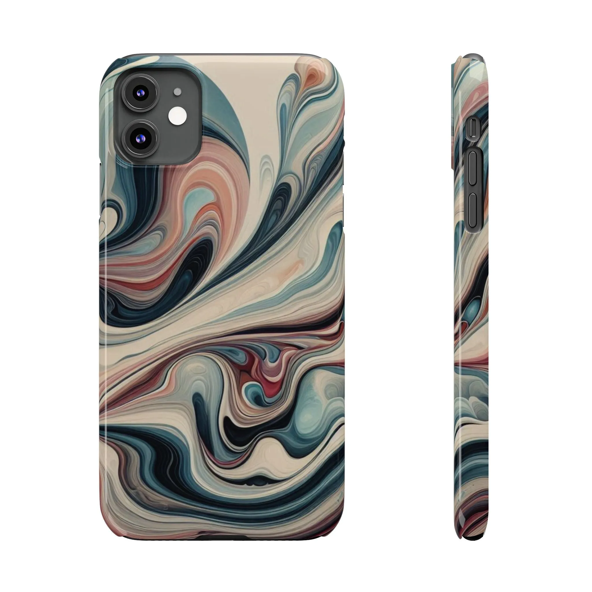 Marbling art in pastel tones Slim Phone Cases