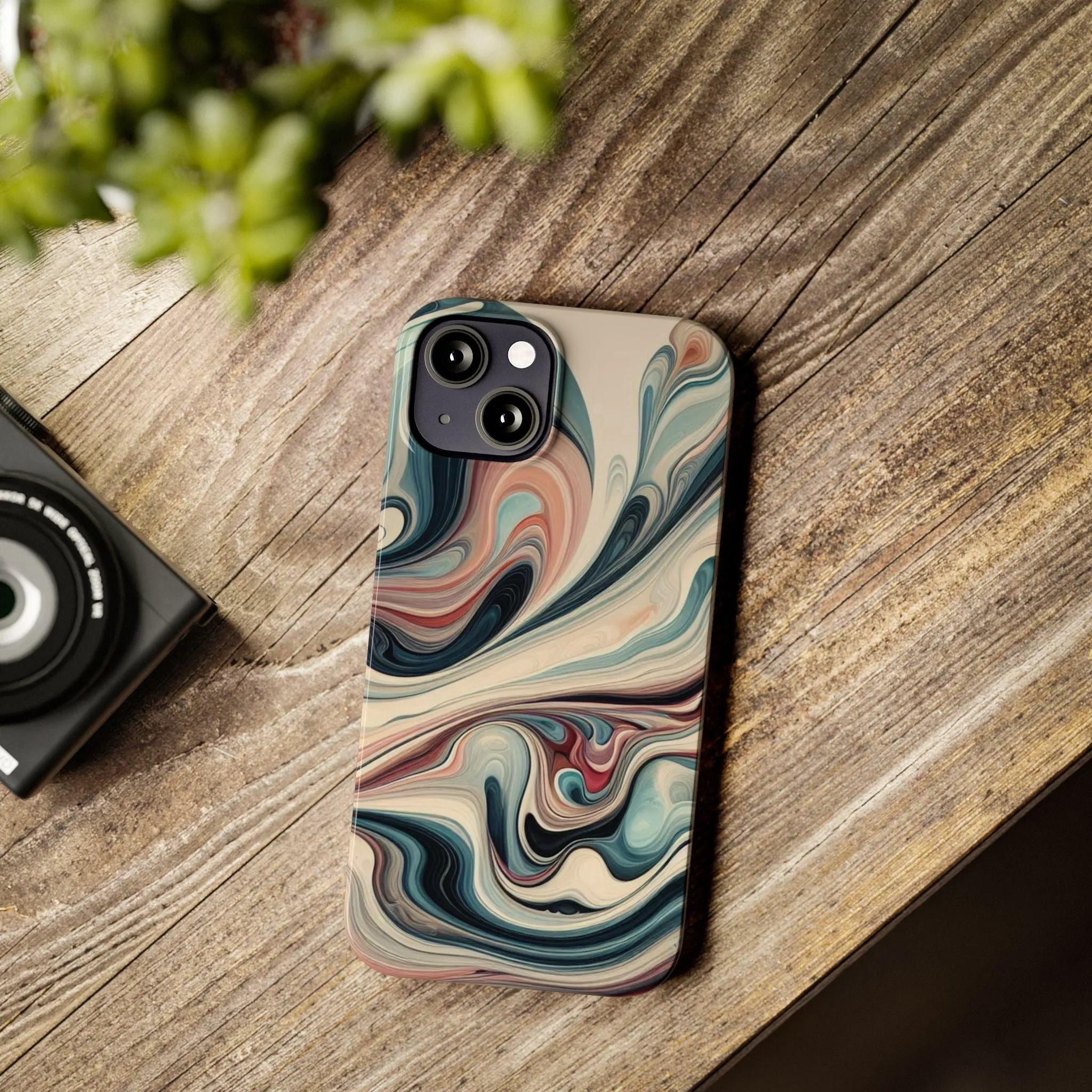 Marbling art in pastel tones Slim Phone Cases