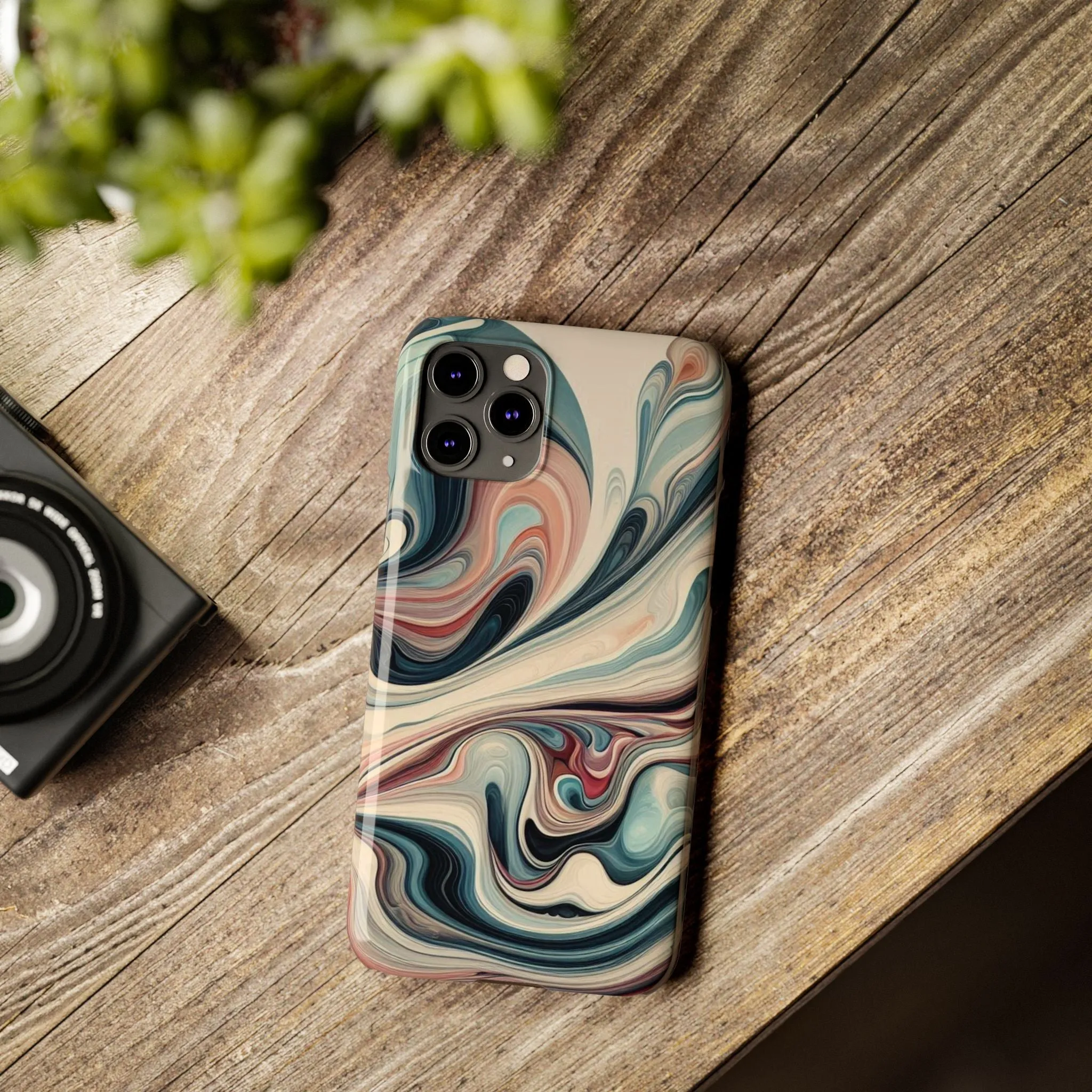 Marbling art in pastel tones Slim Phone Cases