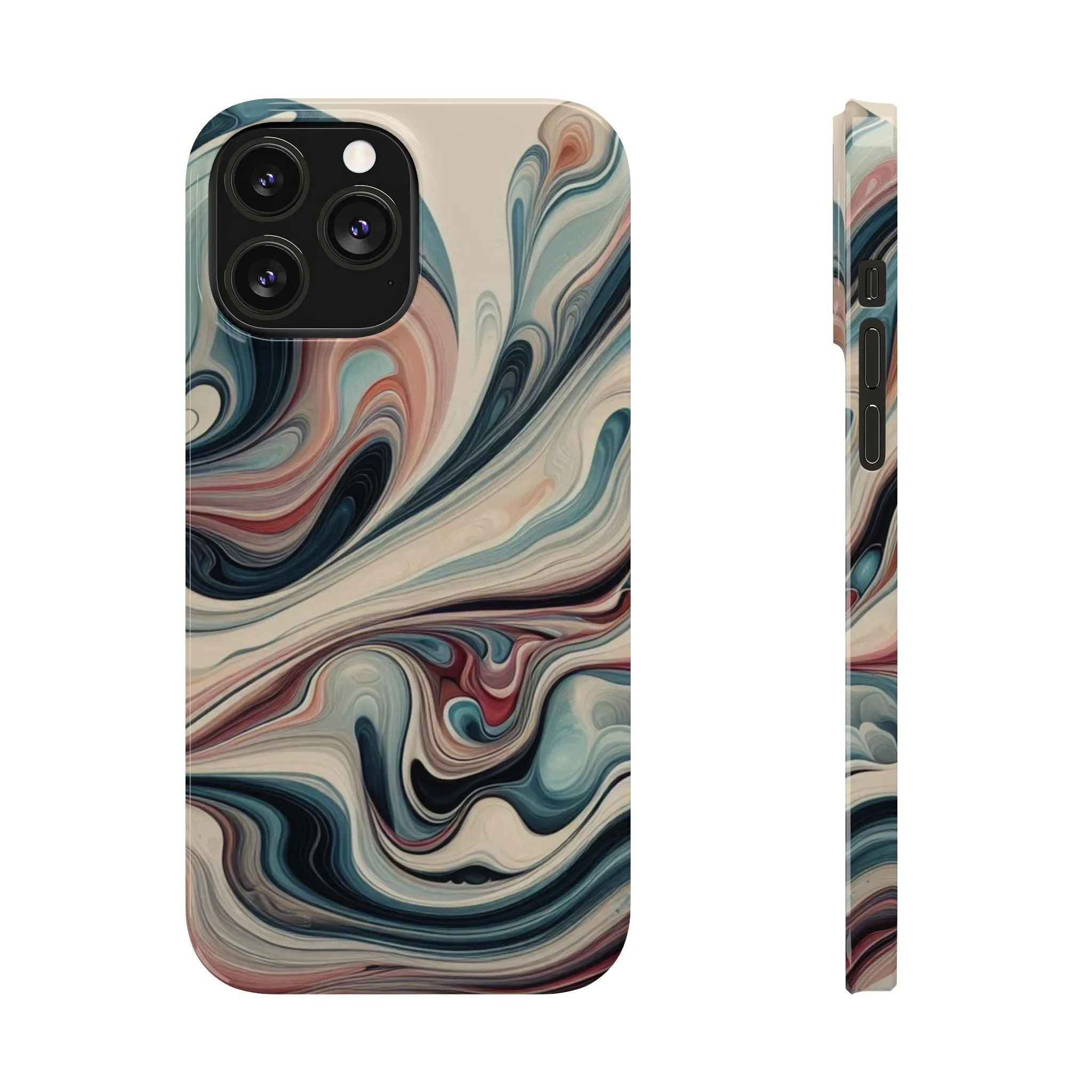 Marbling art in pastel tones Slim Phone Cases