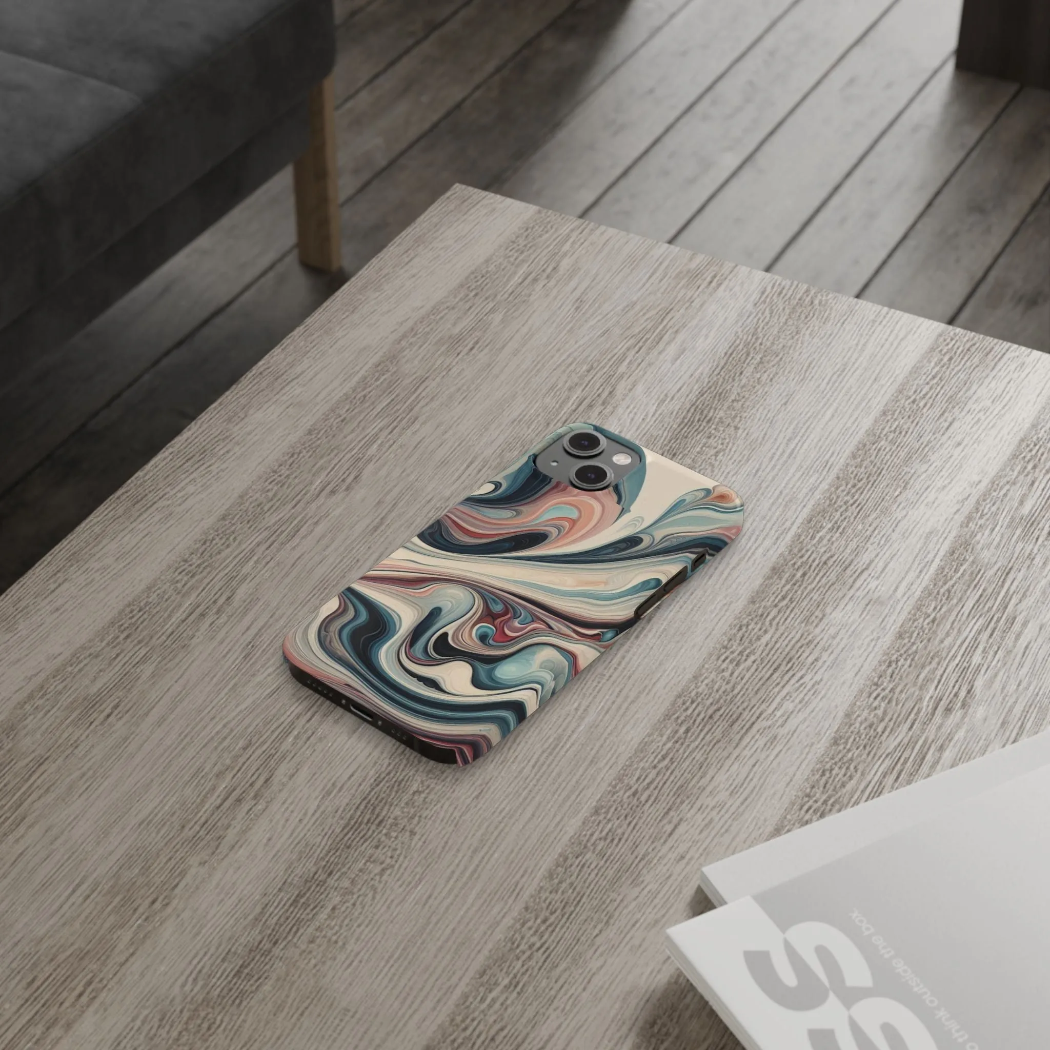 Marbling art in pastel tones Slim Phone Cases