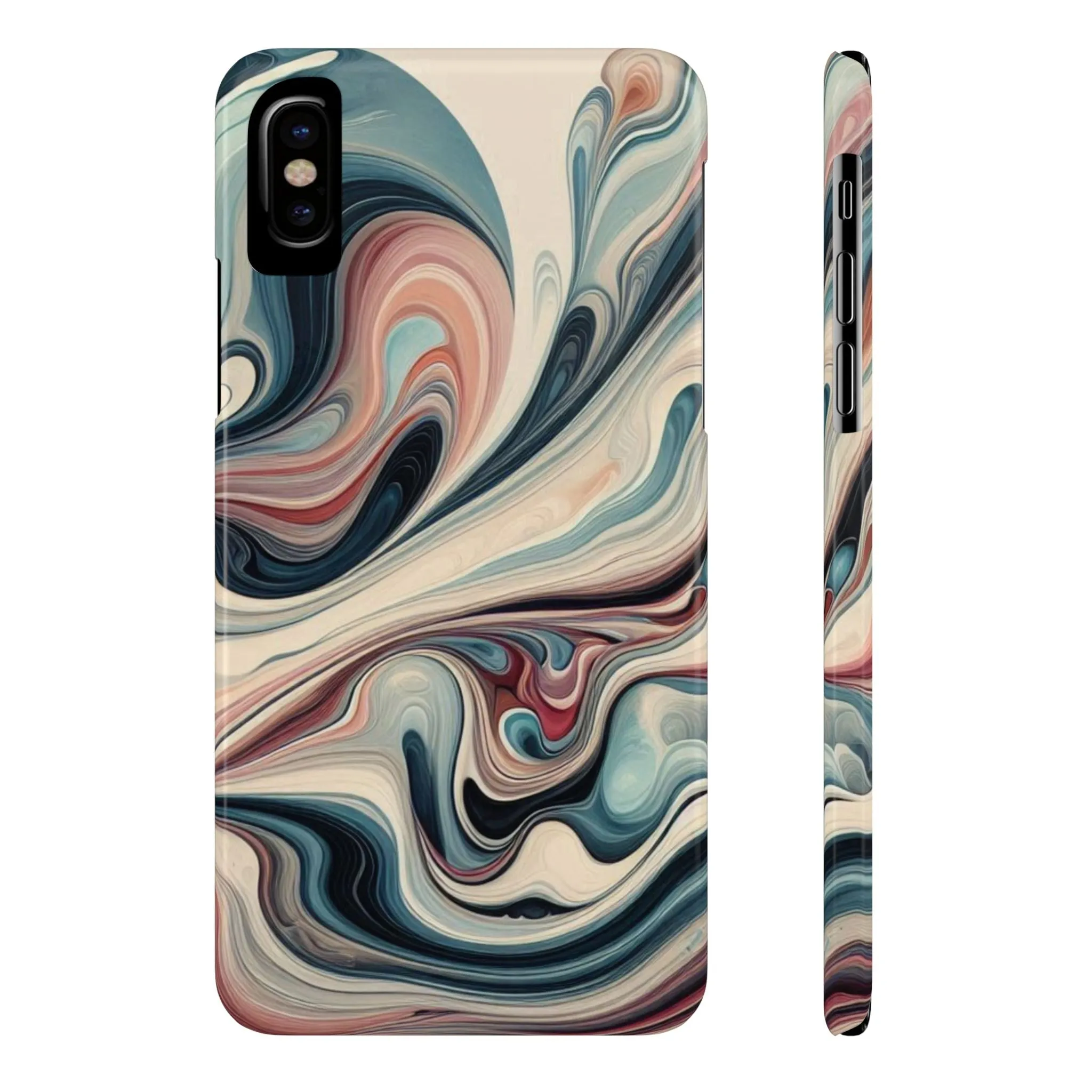 Marbling art in pastel tones Slim Phone Cases