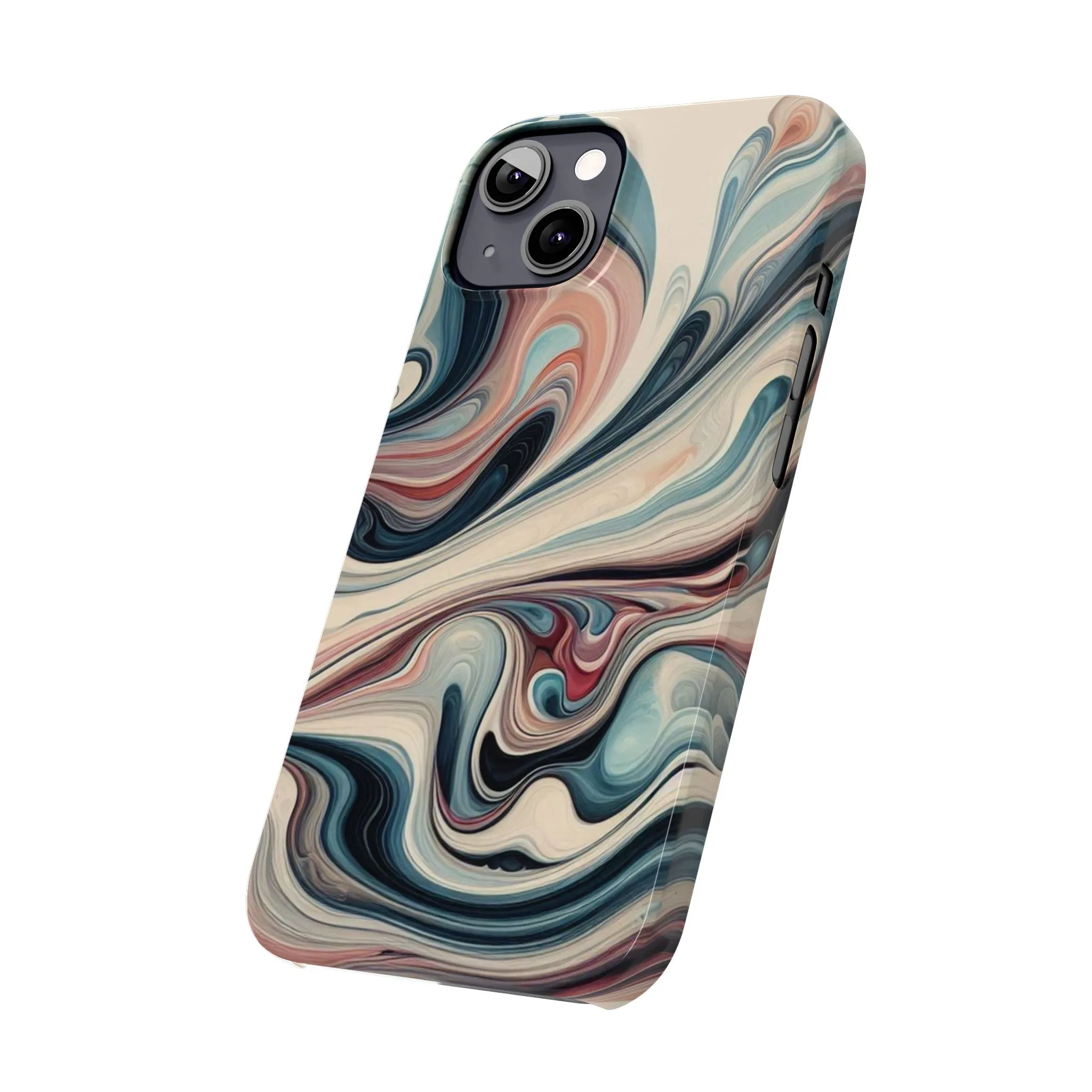 Marbling art in pastel tones Slim Phone Cases