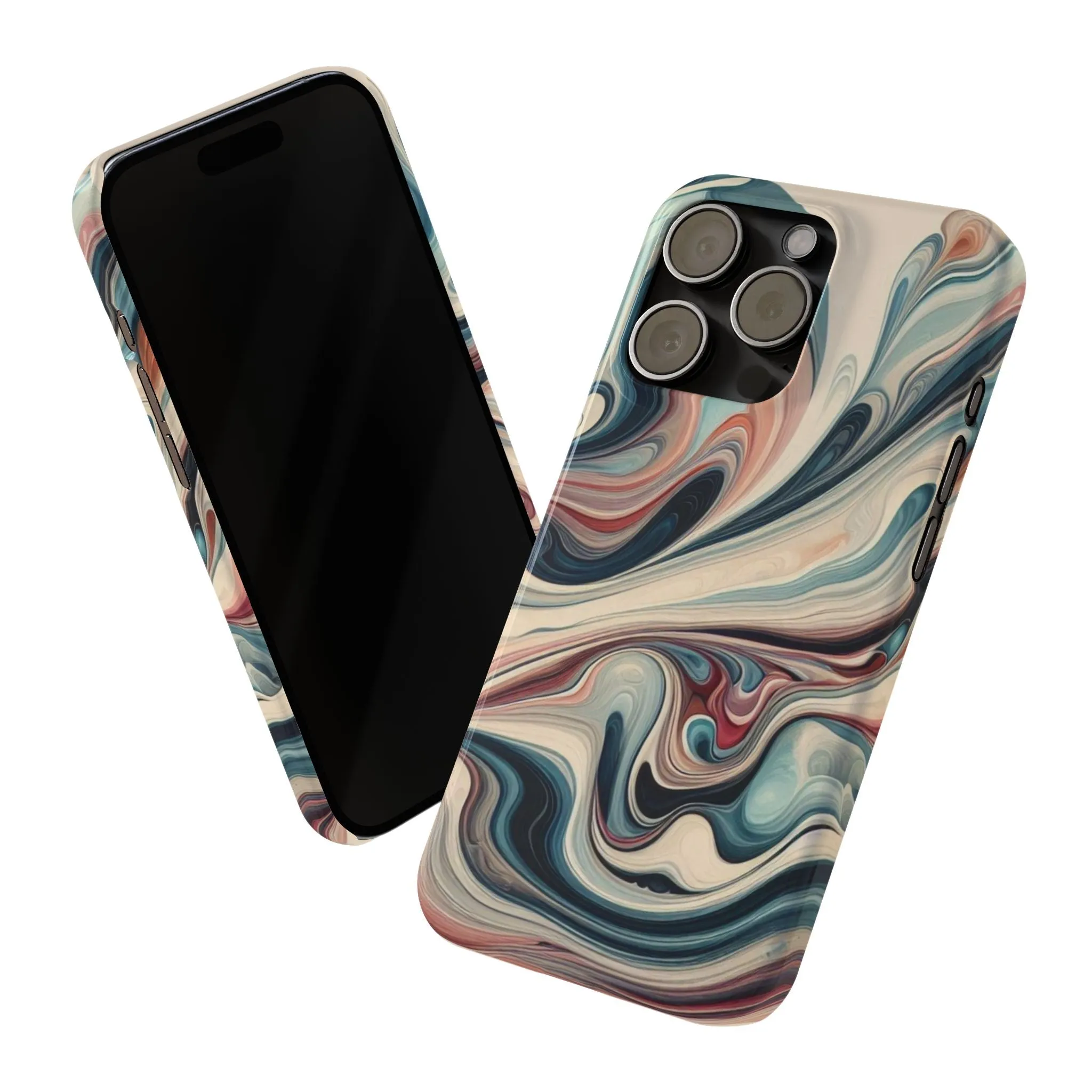 Marbling art in pastel tones Slim Phone Cases