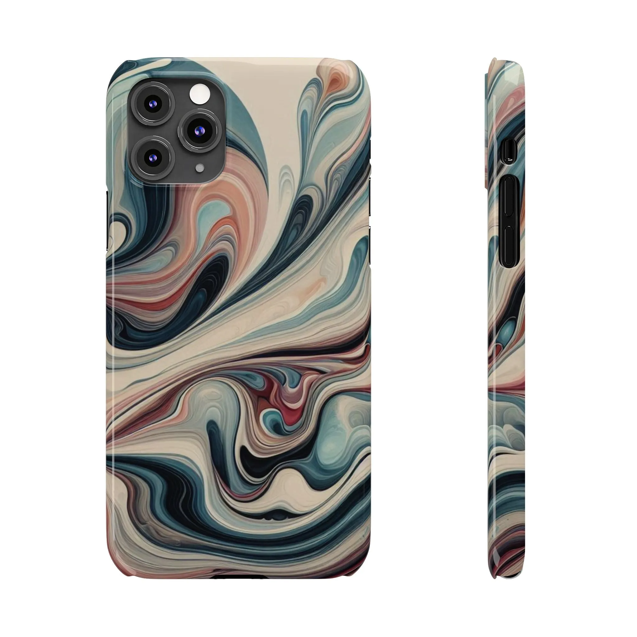 Marbling art in pastel tones Slim Phone Cases