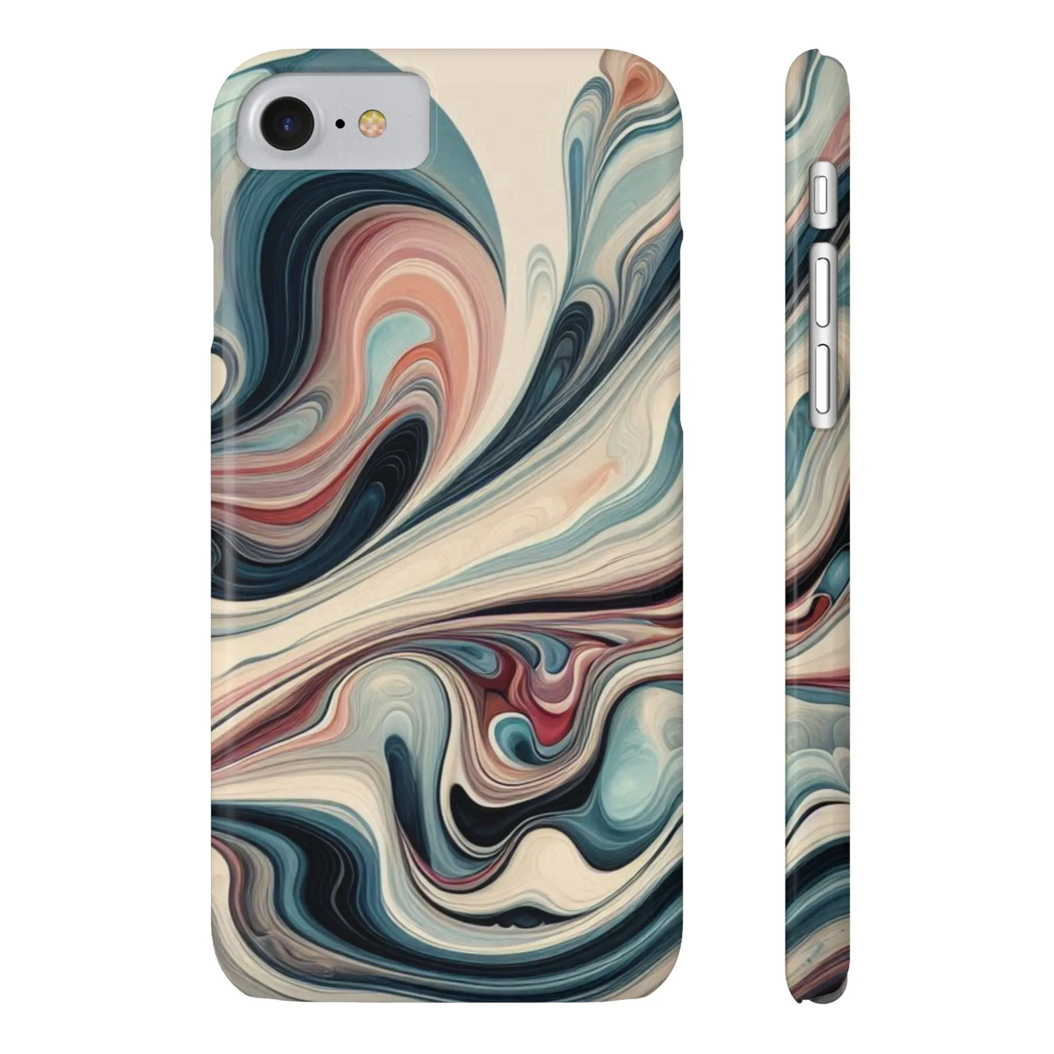 Marbling art in pastel tones Slim Phone Cases